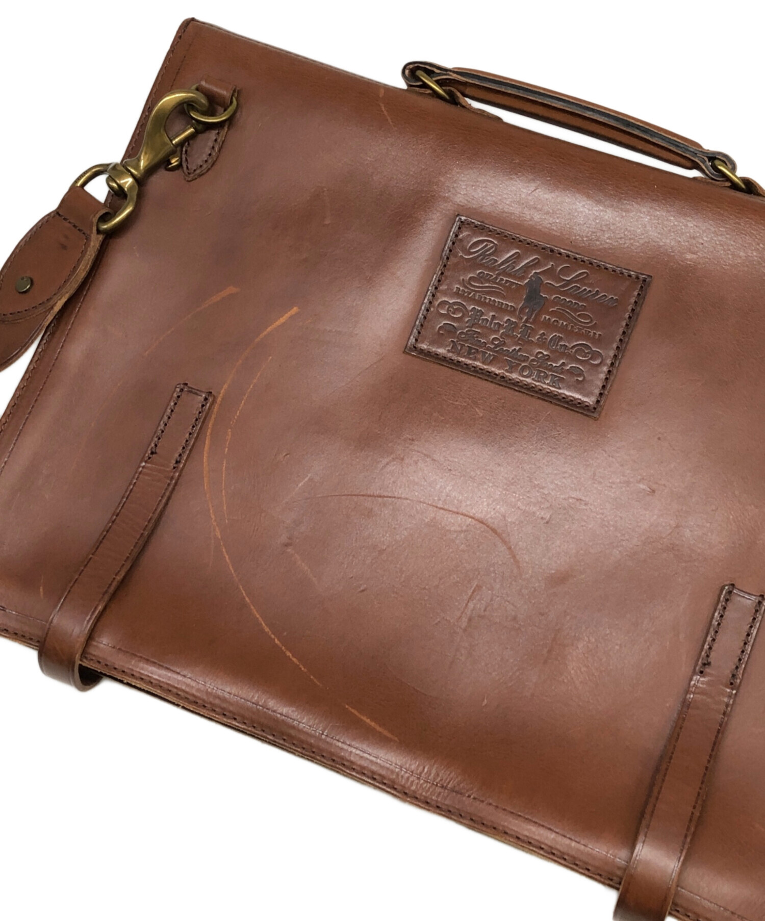 あ*ろ様 ポロラルフローレン ヘリテージ レザー ブリーフケース バッグ pol 中古・古着通販】POLO RALPH LAUREN (ポロ・ラルフローレン