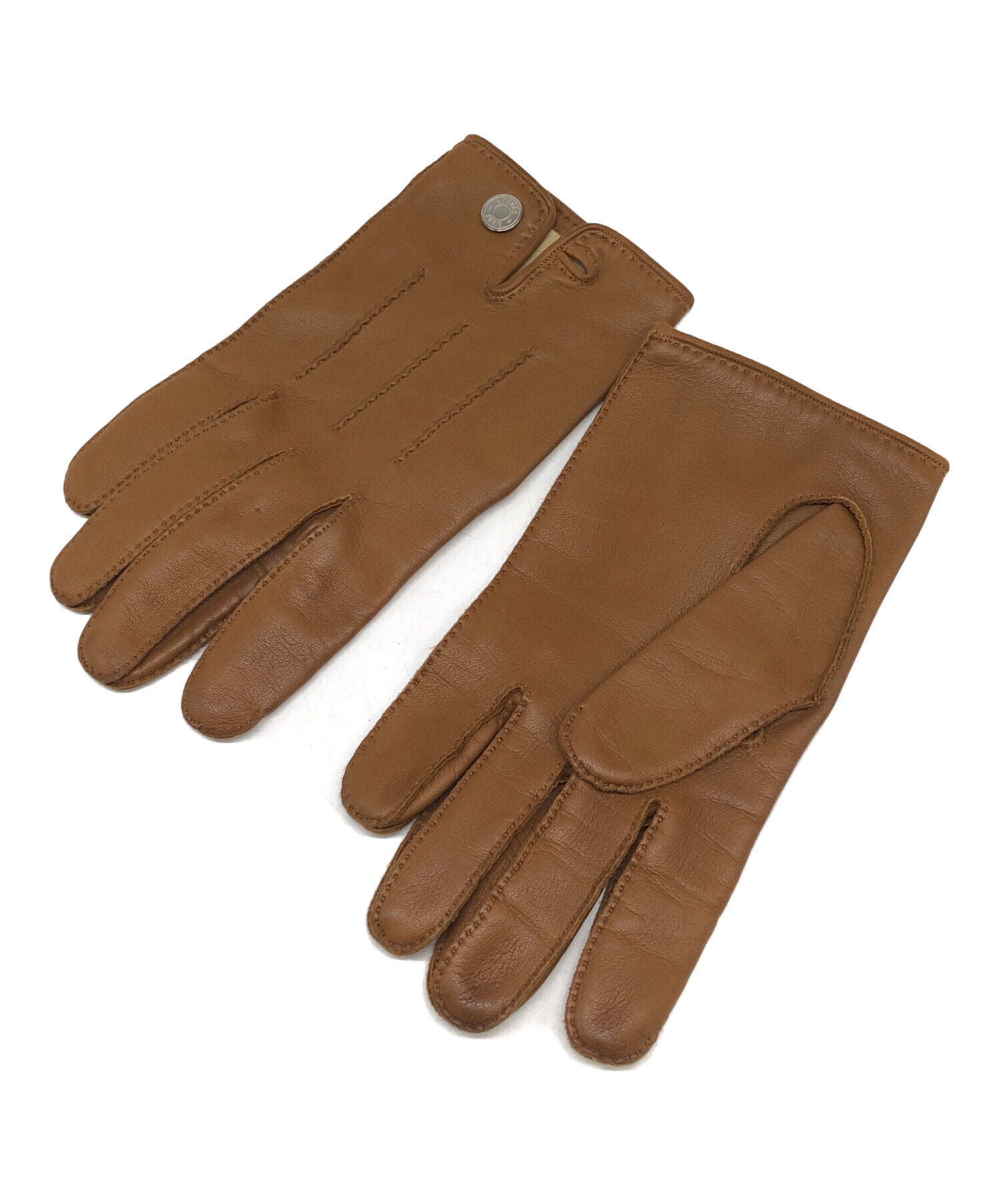 HERMES ラッキーチャーム レザーグローブ ブラウン HERMES (エルメス