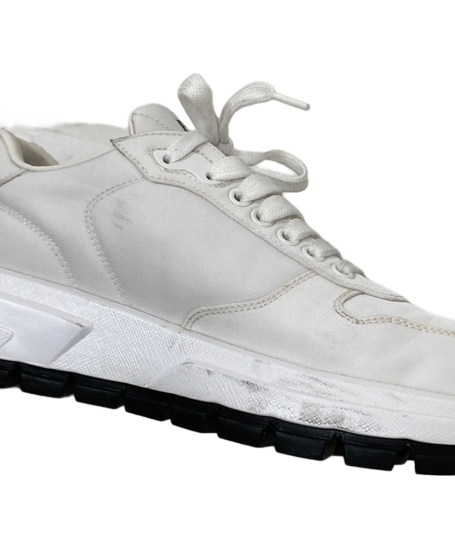 美品 PRADA ホワイトレザー スニーカー 厚底 38 中古・古着通販】PRADA (プラダ) Prax 01 レザー スニーカー 1E804M