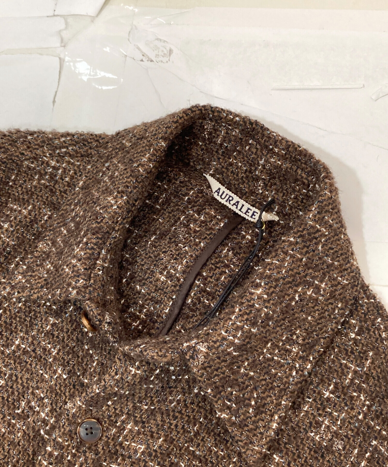 【新品】  AURALEE / オーラリー | 2024AW | SPUN TWEED BLOUSON ツイード シャツ | 0 | ブラウン | レディース Auralee W Homespun Tweed Blouson Beige Tweed