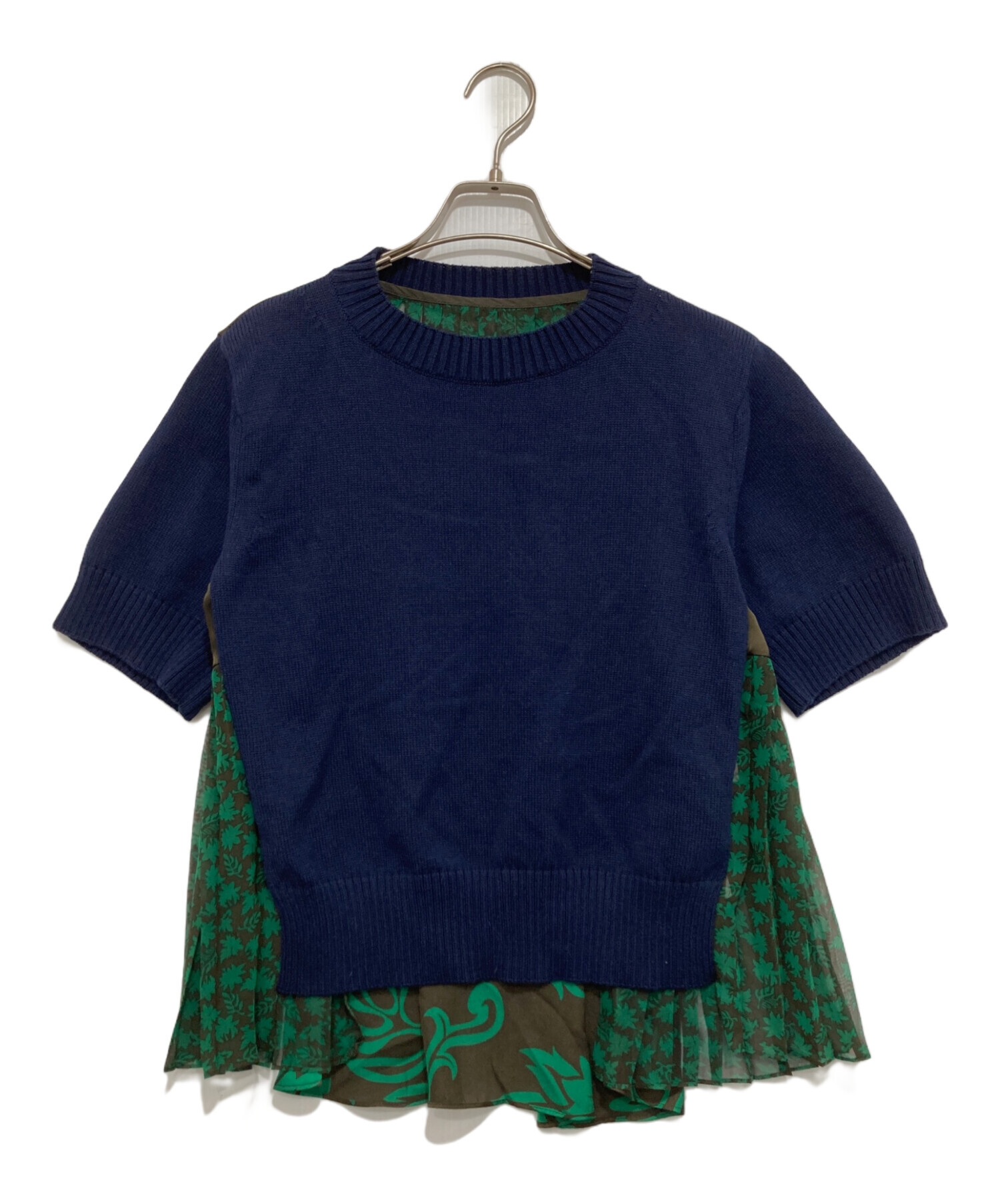 sacai / サカイ | ボーダー ドッキング ニットブラウス | 1 | ネイビー | レディース 中古・古着通販】sacai (サカイ) ボリュームボーダーニット/Oversized