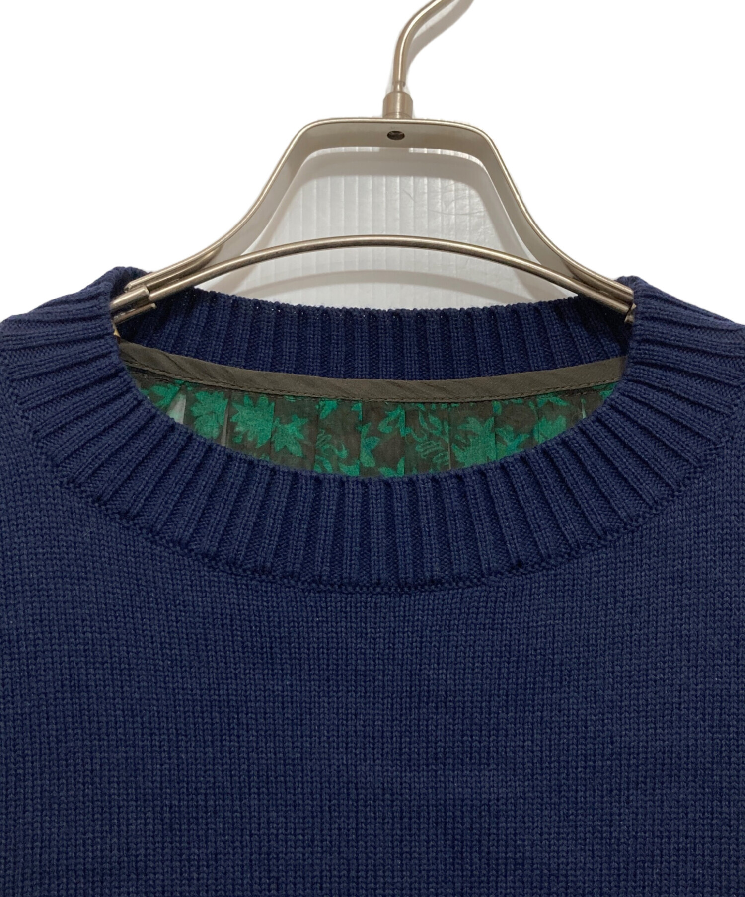sacai サカイ ニット セーター ブラウス ドッキング 花柄 ネイビー 黒 sacai サカイ ニット セーター ブラウス ドッキング 花柄 ネイビー 黒