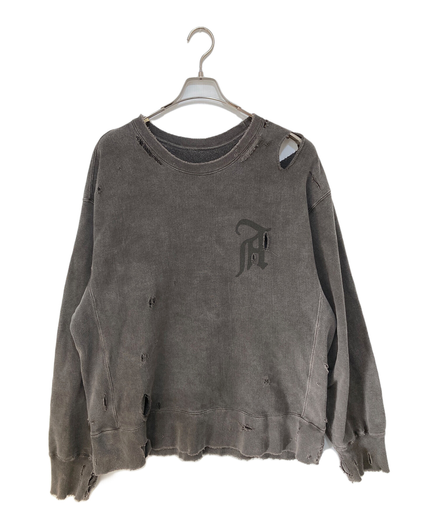 中古・古着通販】ANCELLM (アンセルム) CRASH SWEAT SHIRT ダメージ 