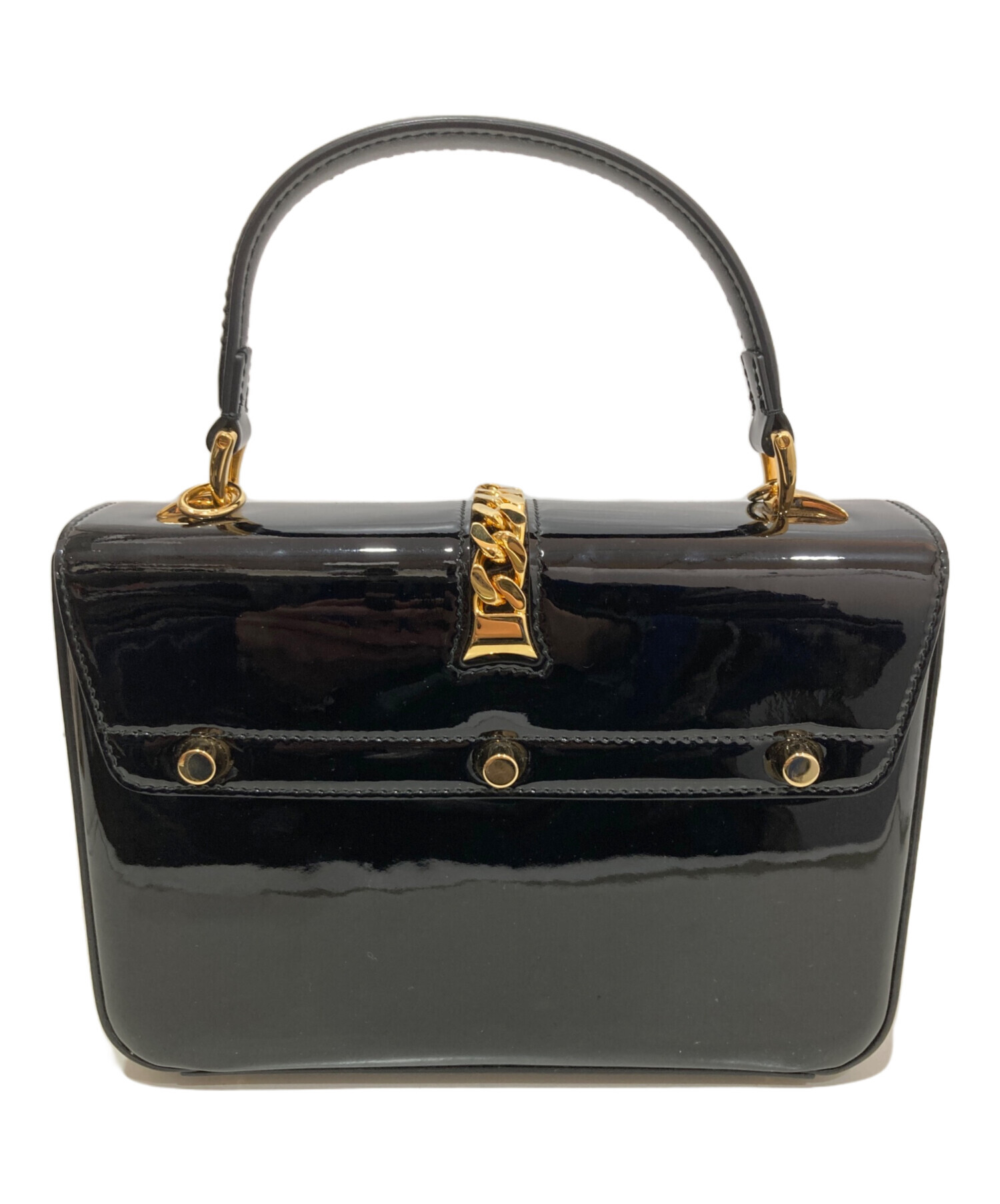 グッチ バッグ 中古・古着通販】GUCCI (グッチ) シルヴィ1969 トップハンドルパテント