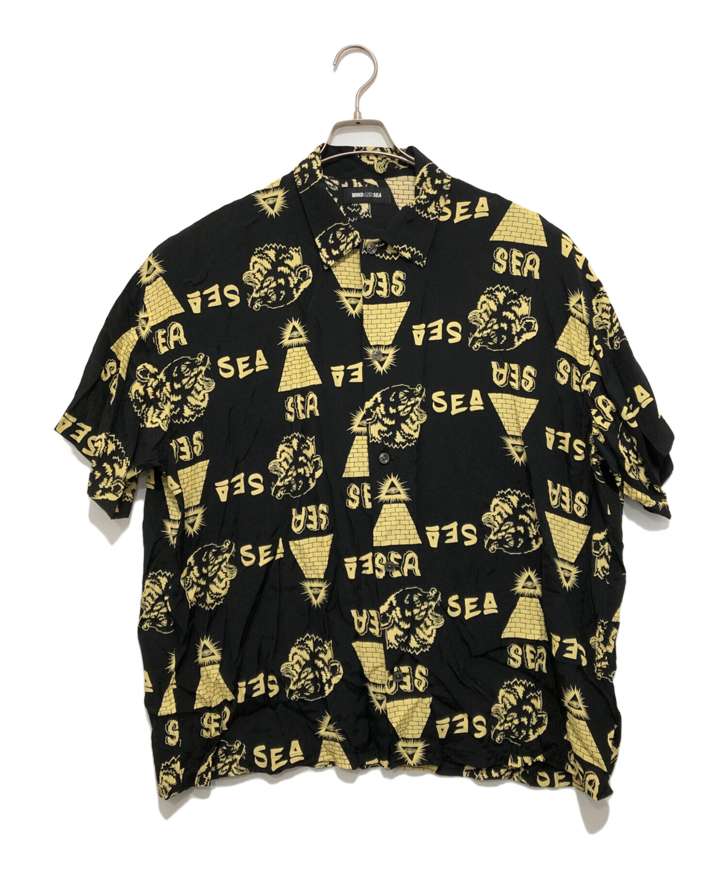 中古・古着通販】WIND AND SEA (ウィンダンシー) 総柄シャツ ブラック