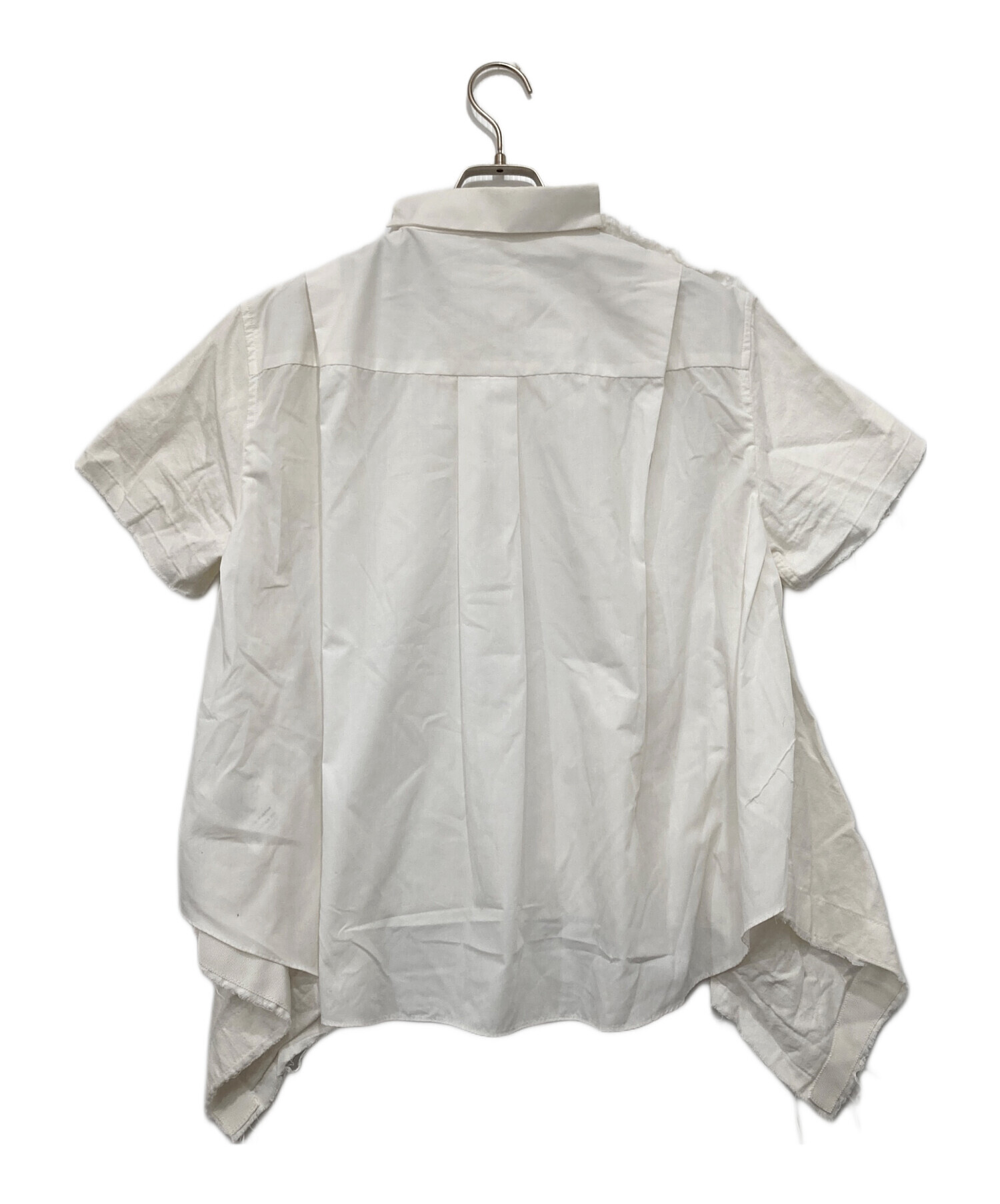 Sacai サカイ カットアウト プリーツ ドッキング 半袖シャツ レディース ホワイト 18-03988 中古・古着通販】sacai (サカイ) シャツドッキング半袖カットソー