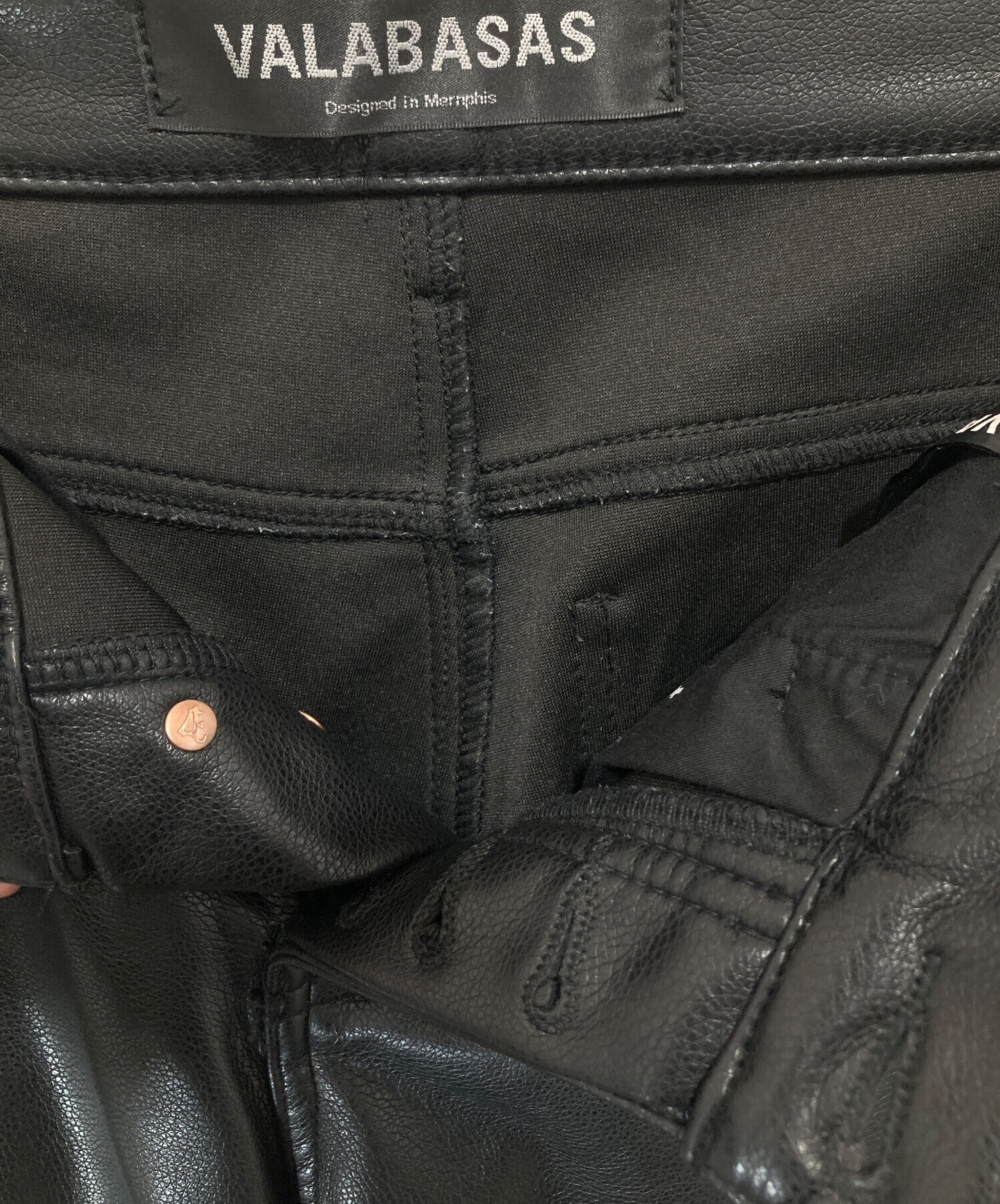 中古・古着通販】VALABASAS (バラバサス) レザーフレアパンツ ブラック