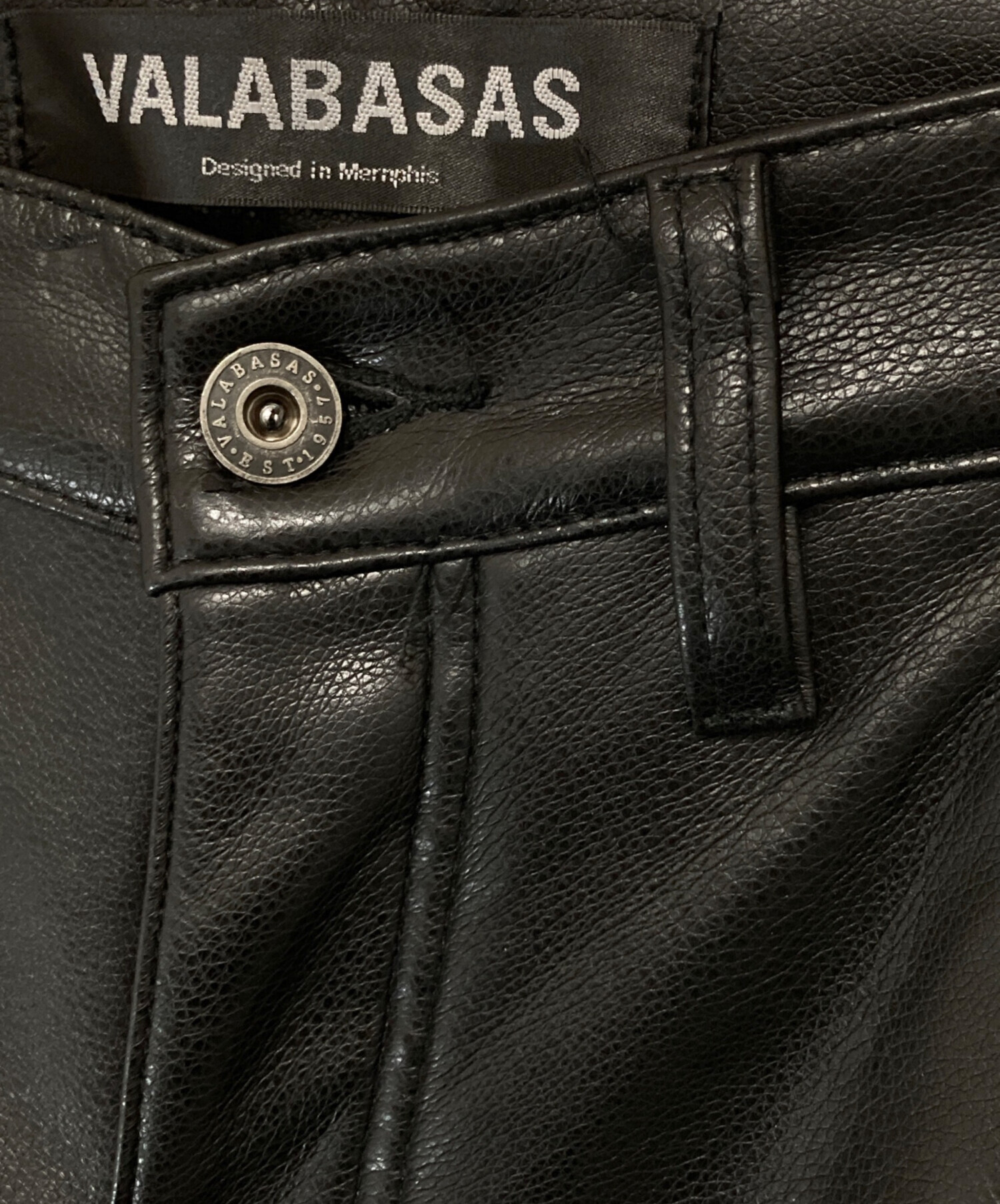 中古・古着通販】VALABASAS (バラバサス) レザーフレアパンツ ブラック