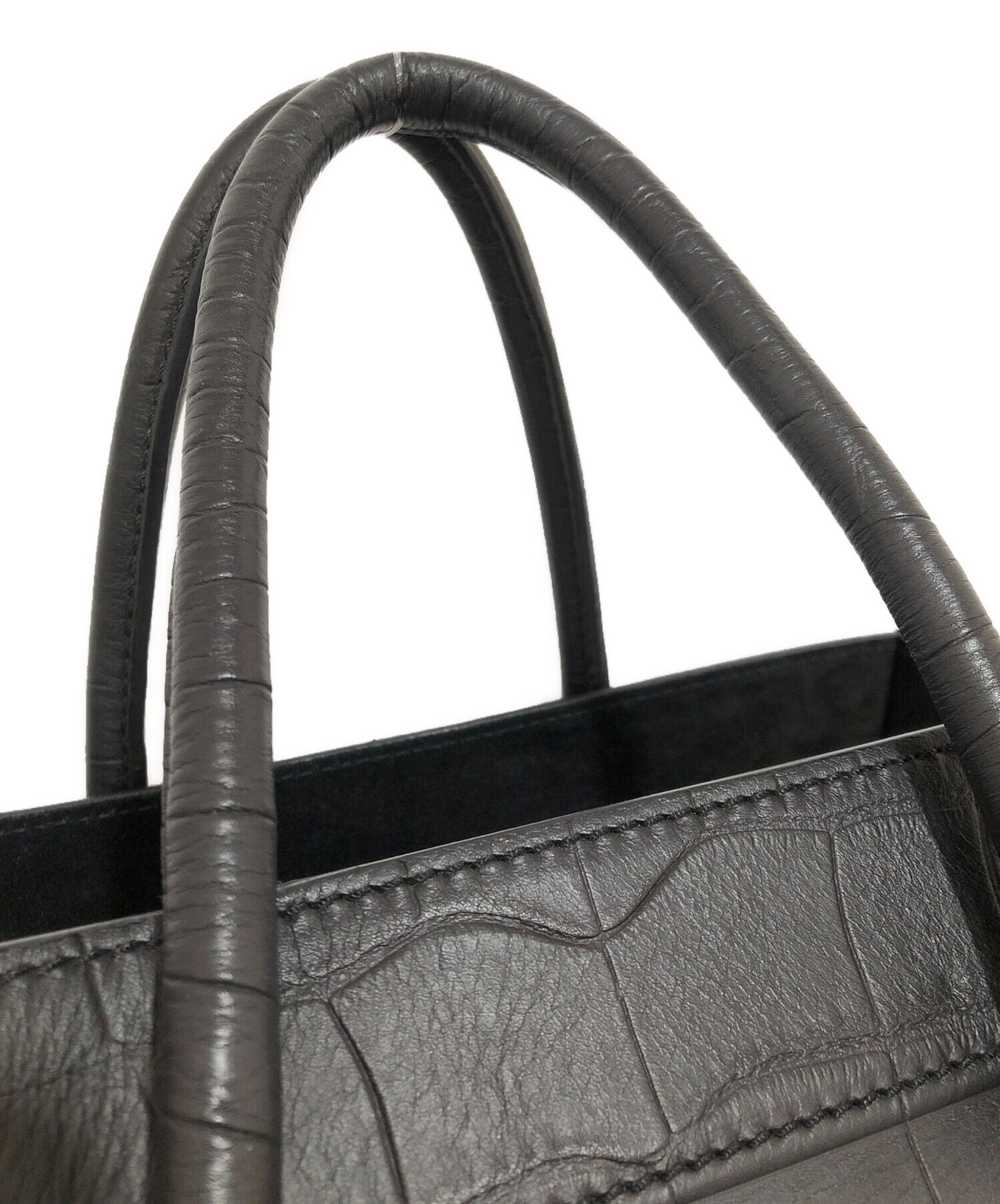 中古・古着通販】CELINE (セリーヌ) クロコ型押しハンドバッグ レザー