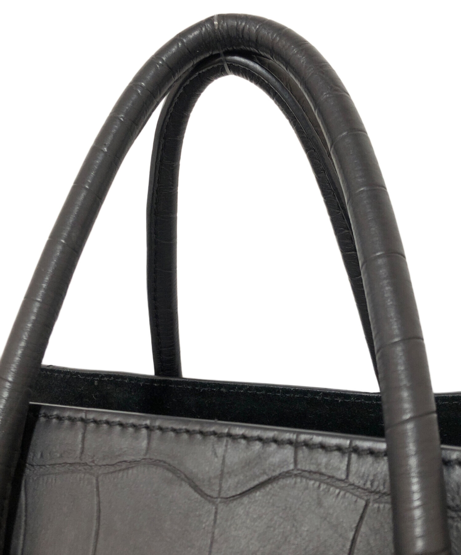 中古・古着通販】CELINE (セリーヌ) クロコ型押しハンドバッグ レザー