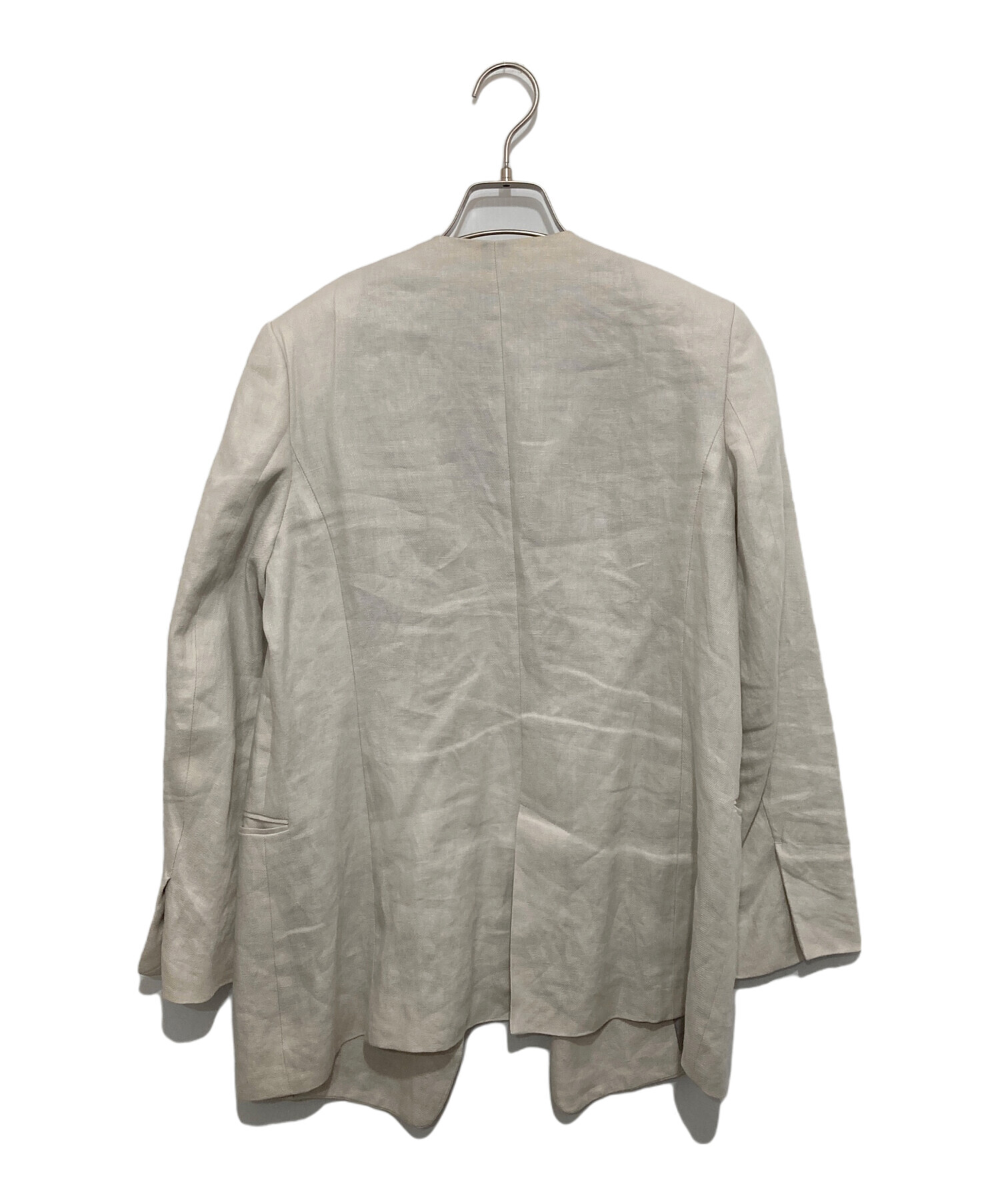 中古・古着通販】ebure (エブール) リネンノーカラージャケット LINEN