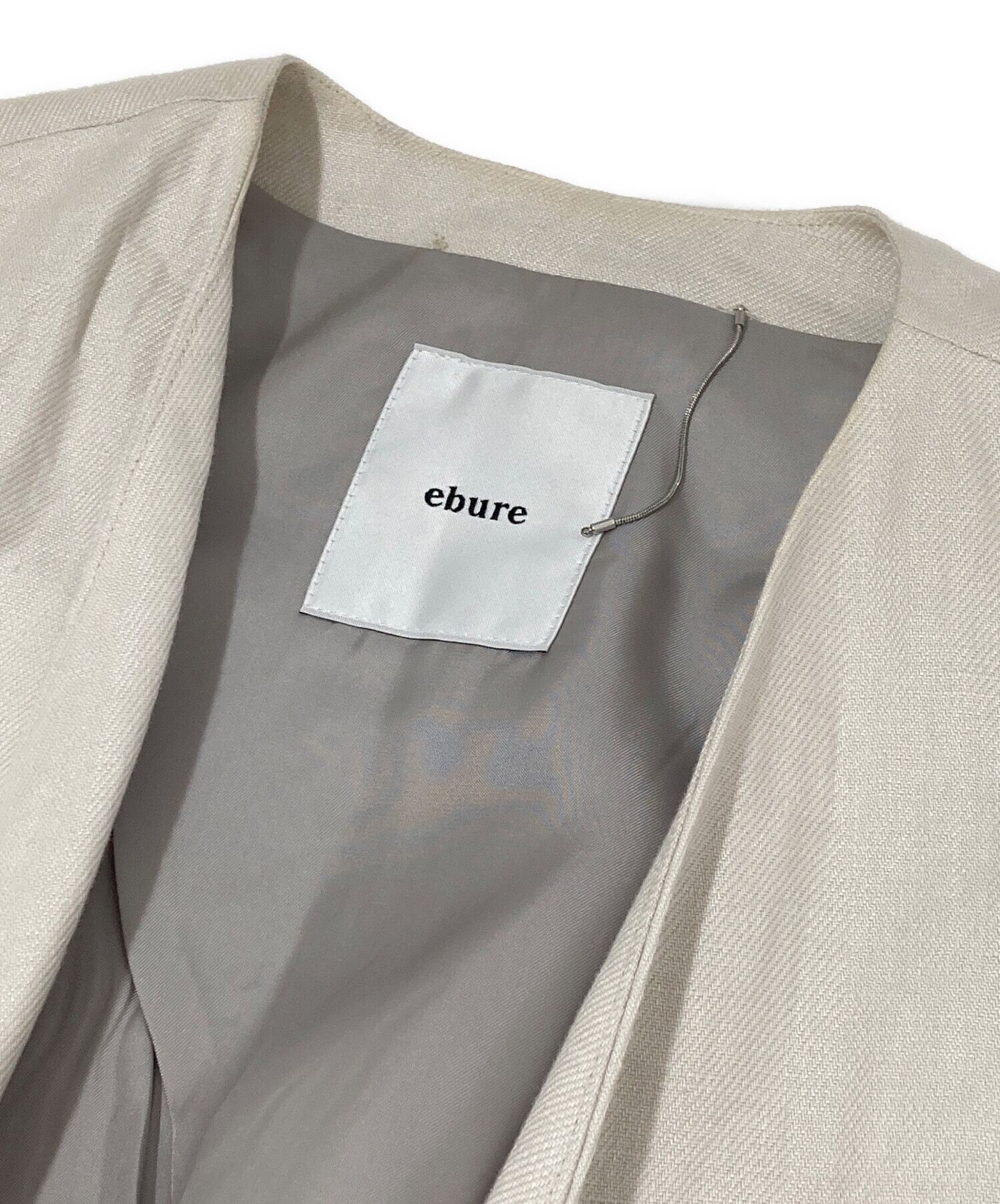 中古・古着通販】ebure (エブール) リネンノーカラージャケット LINEN 