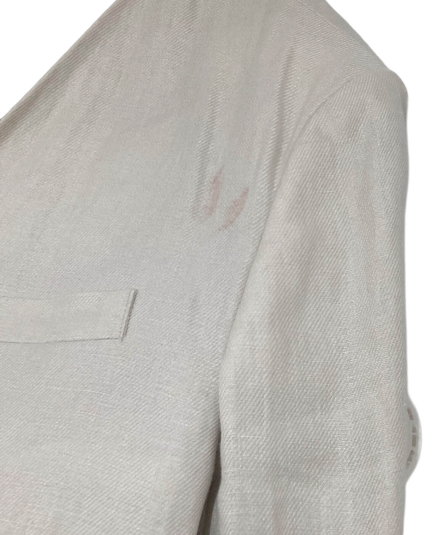 中古・古着通販】ebure (エブール) リネンノーカラージャケット LINEN