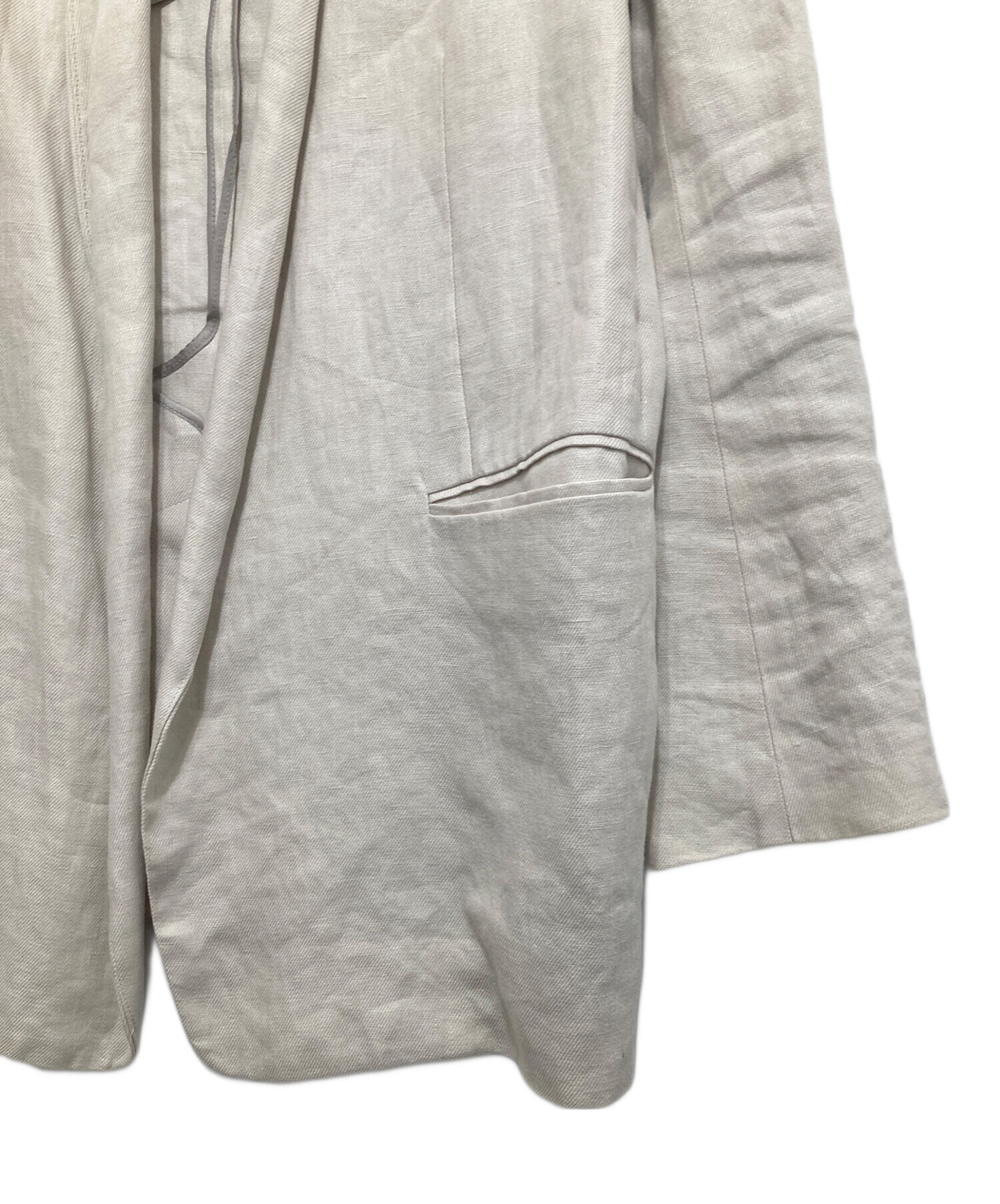 中古・古着通販】ebure (エブール) リネンノーカラージャケット LINEN