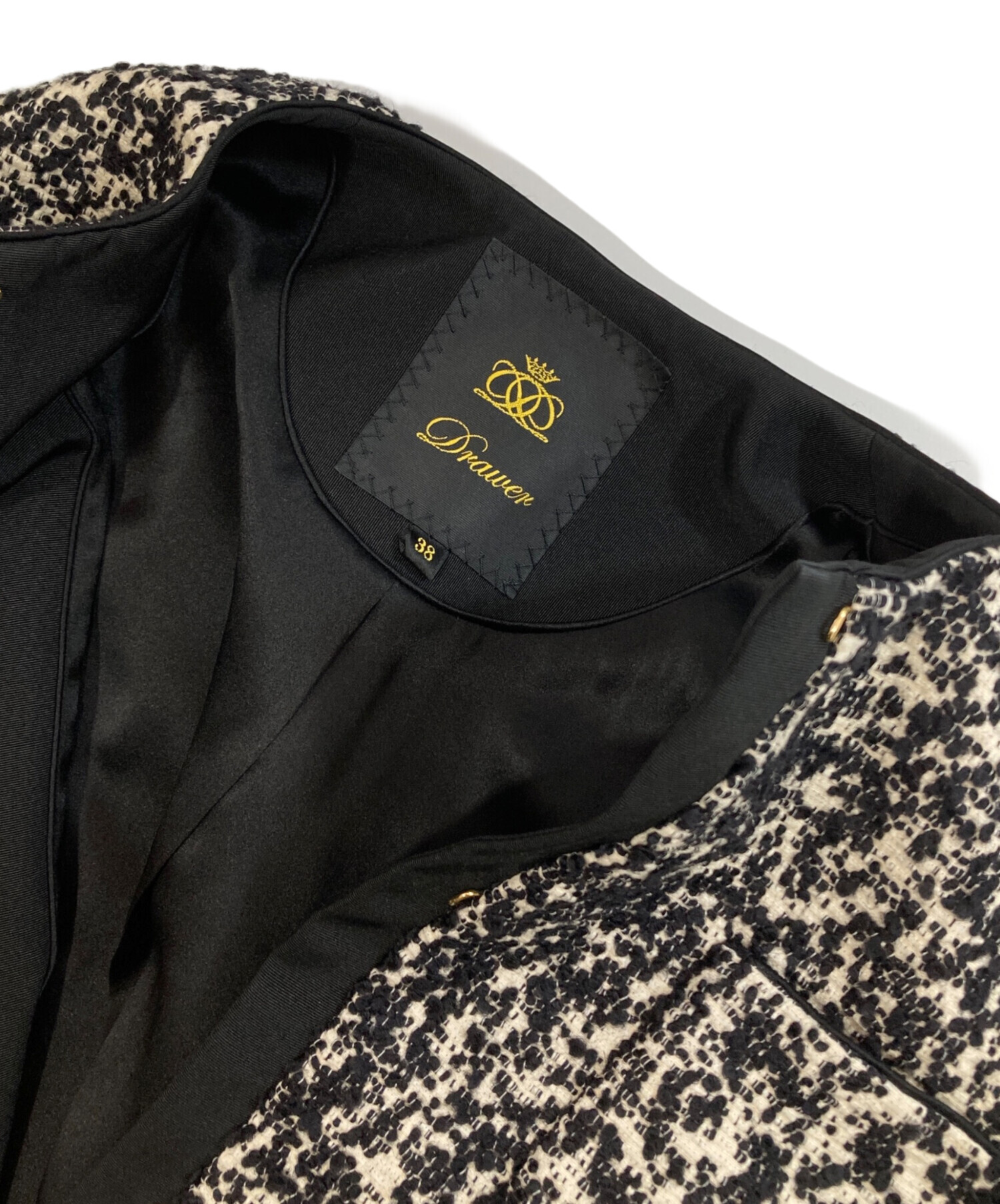 中古・古着通販】DRAWER (ドゥロワー) ジャカードノーカラージャケット