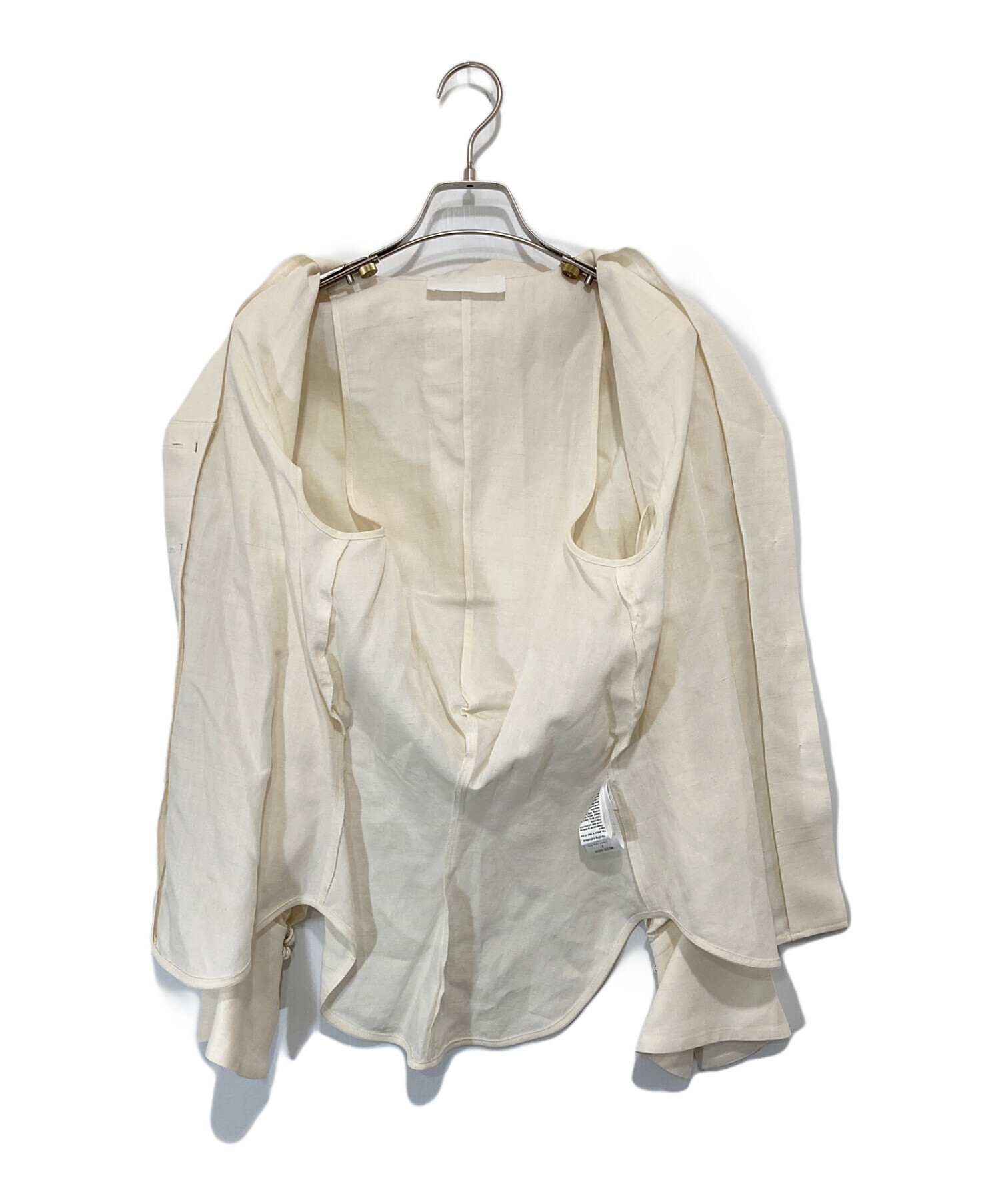 Mame Kurogouchi / マメクロゴウチ | 2022SS | Viscose Hemp Round Shirt ヴィスコース ヘンプ ラウンドシャツ | 1 | アイボリー | レディース Mame Kurogouchi / マメクロゴウチ | 2022SS | Viscose Hemp Round
