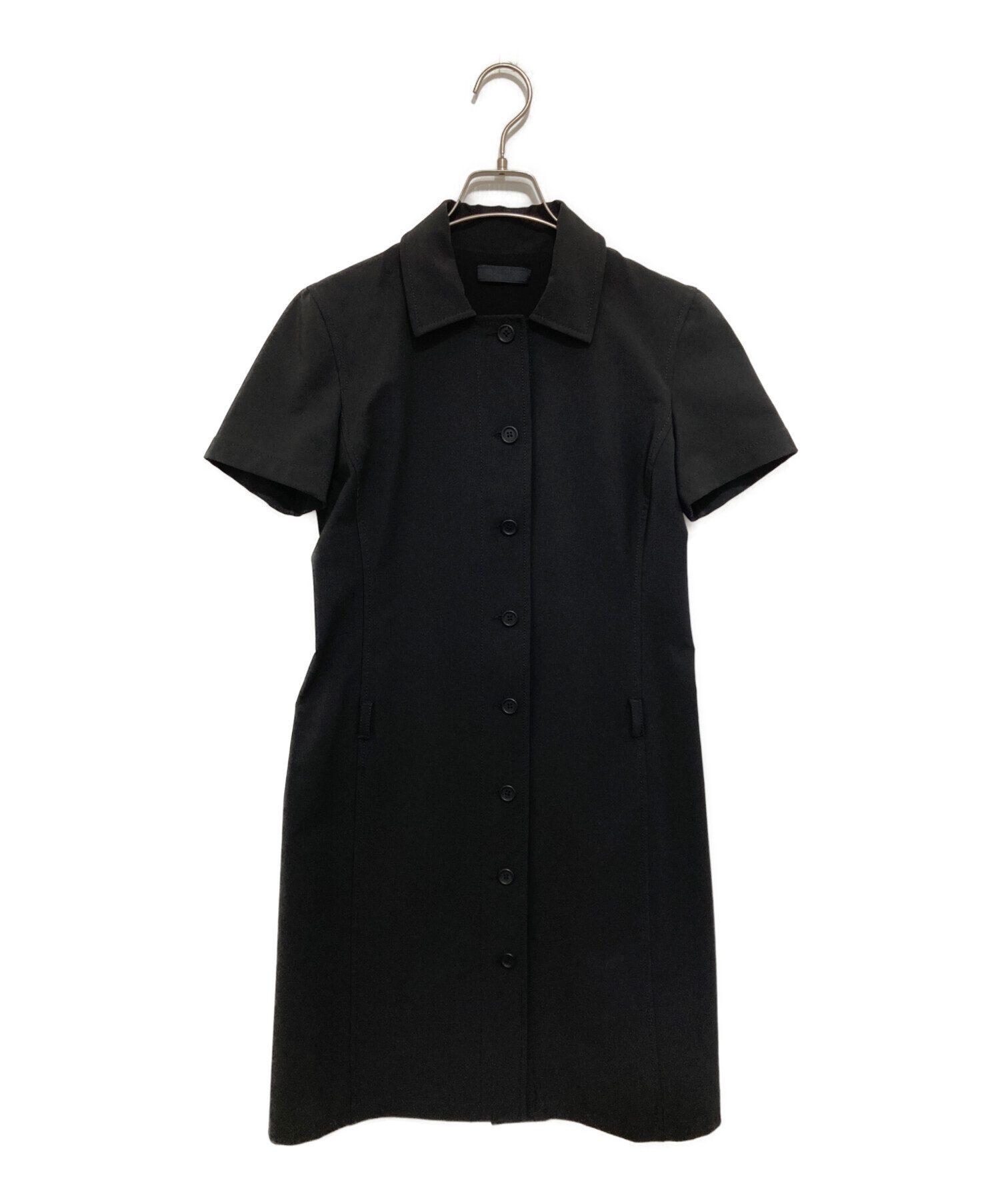 PRADA 黒 半袖 ワンピース M 中古・古着通販】PRADA (プラダ) ストレッチワンピース 半袖ワンピース