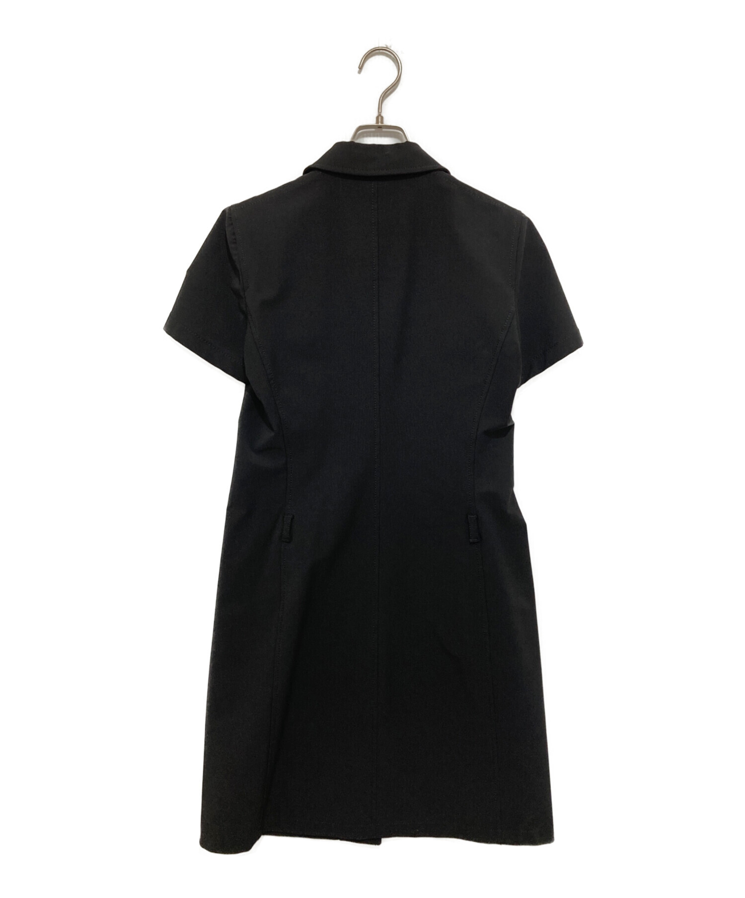 PRADA ブラック 半袖 ひざ丈ワンピース　シルク100% 中古・古着通販】PRADA (プラダ) ストレッチワンピース 半袖ワンピース