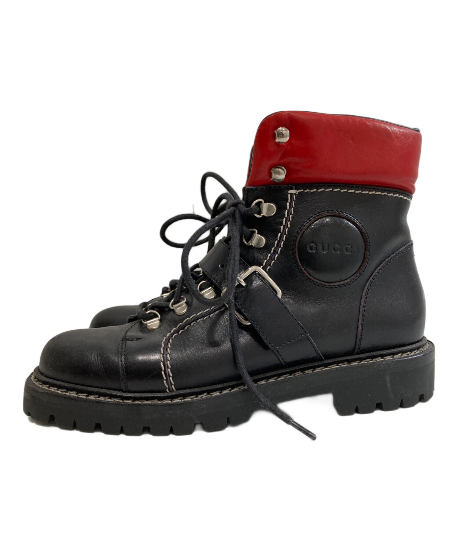 GUCCI ブーツ　6C 中古・古着通販】GUCCI (グッチ) レザートレッキングブーツ LEATHER