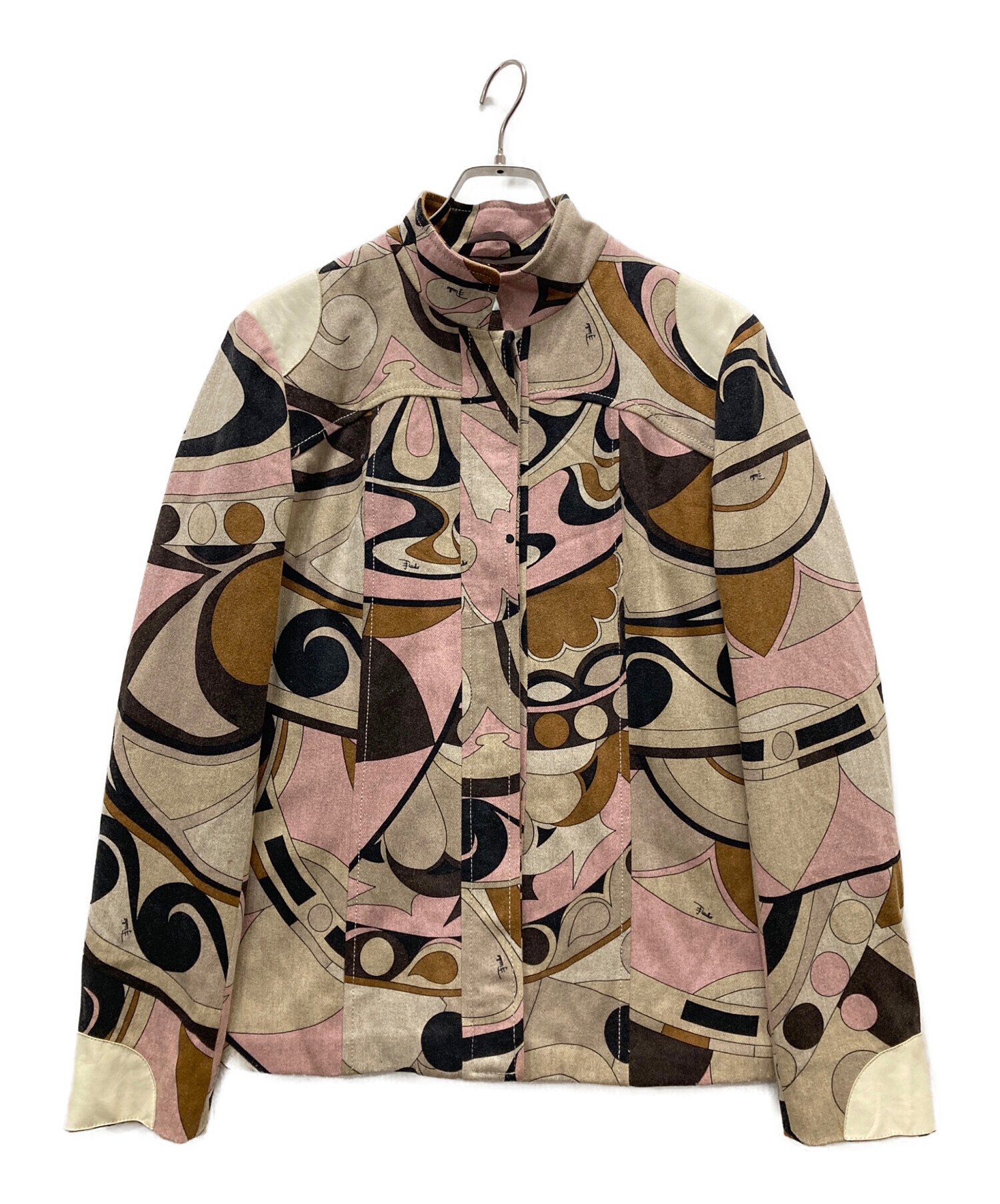EMILIO PUCCIプッチ幾何学柄トップス マルチカラー7分袖イタリア製レア 中古・古着通販】Emilio Pucci (エミリオ プッチ) 幾何学柄ノーカラー