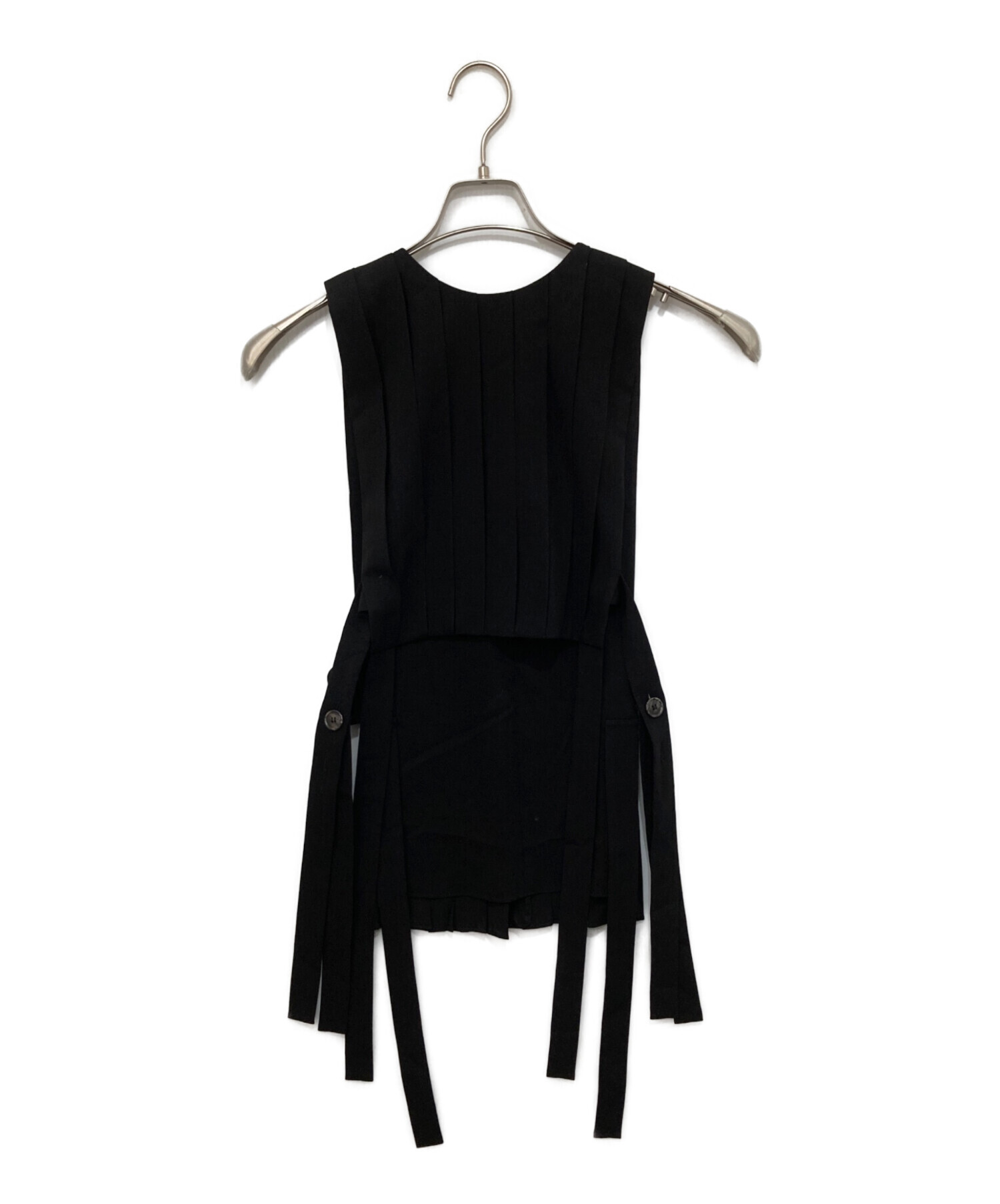 中古・古着通販】ENFOLD (エンフォルド) PLEATS VEST ブラック サイズ