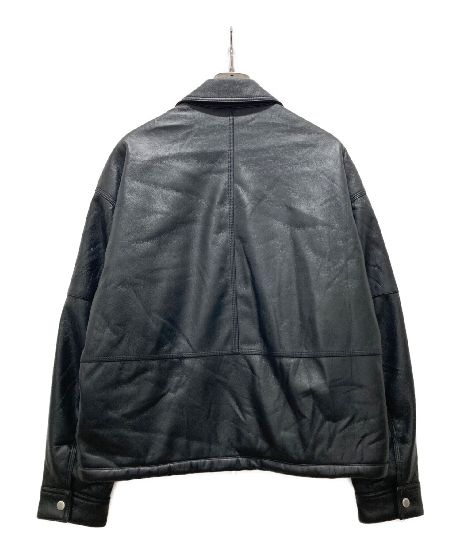 中古・古着通販】ZARA (ザラ) 中綿 フェイクレザージャケット ブラック