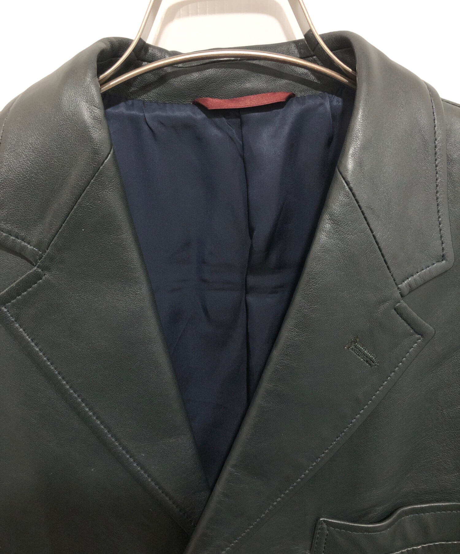 Paul Smith ブラックレザー テーラードジャケット S〜M 中古・古着通販】Paul Smith (ポールスミス) レザーテーラード