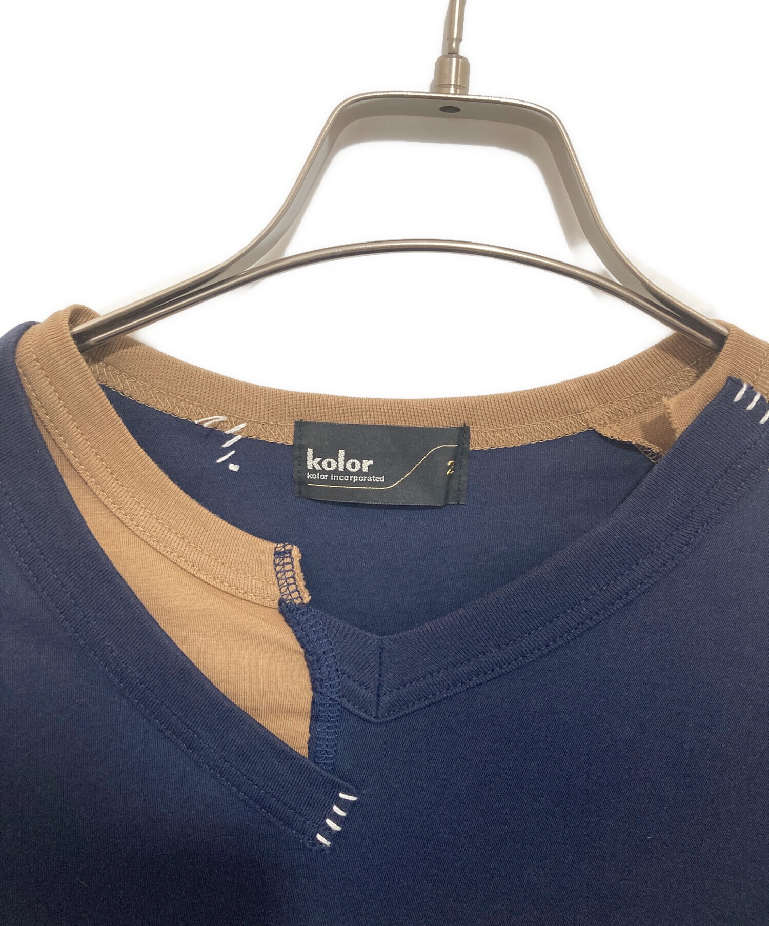 中古・古着通販】KOLOR (カラー) ドッキングTシャツ 21SCM-T10206