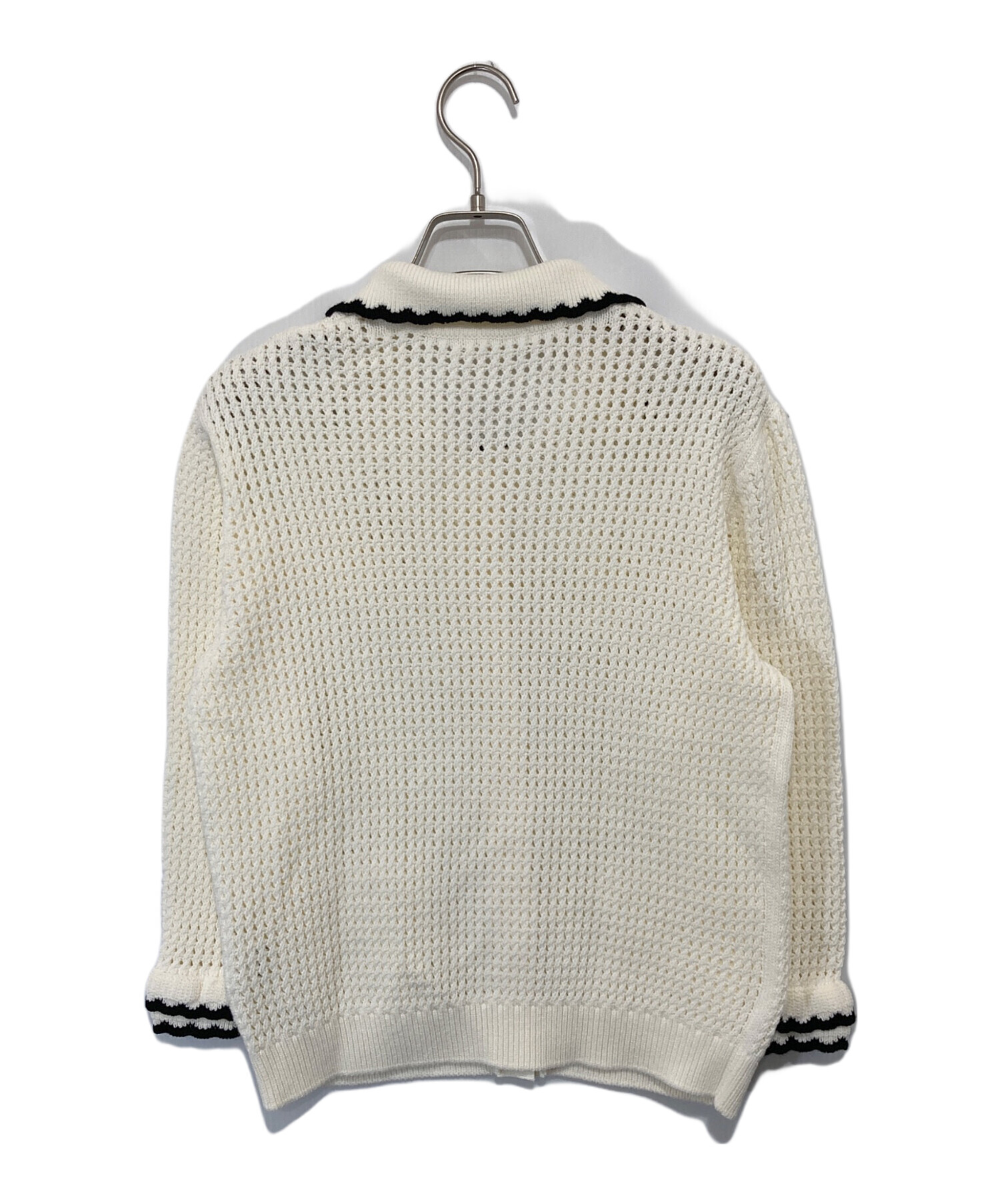 25ss ヨリ　yori クロシェニットジャケット　ホワイト　38 中古・古着通販】YORI (ヨリ) コンパクトクロシェニットジャケット