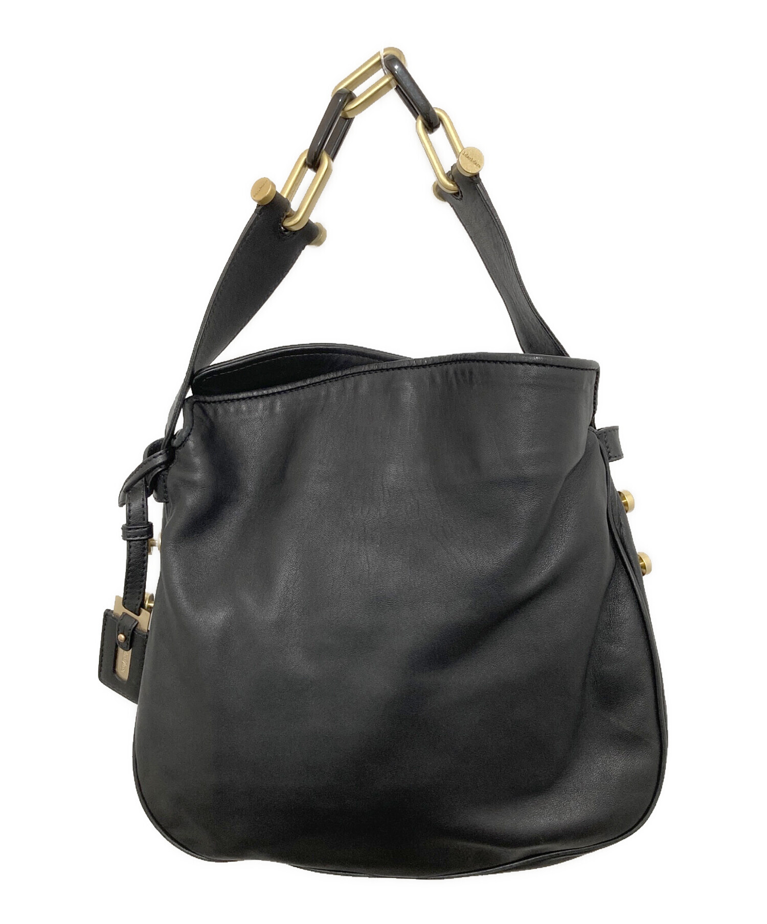 美品✨️マックスマーラ 3ルーム ハンドバッグ ゴールド金具 レザー ブラック 中古・古着通販】MaxMara (マックスマーラ) チェーン レザー