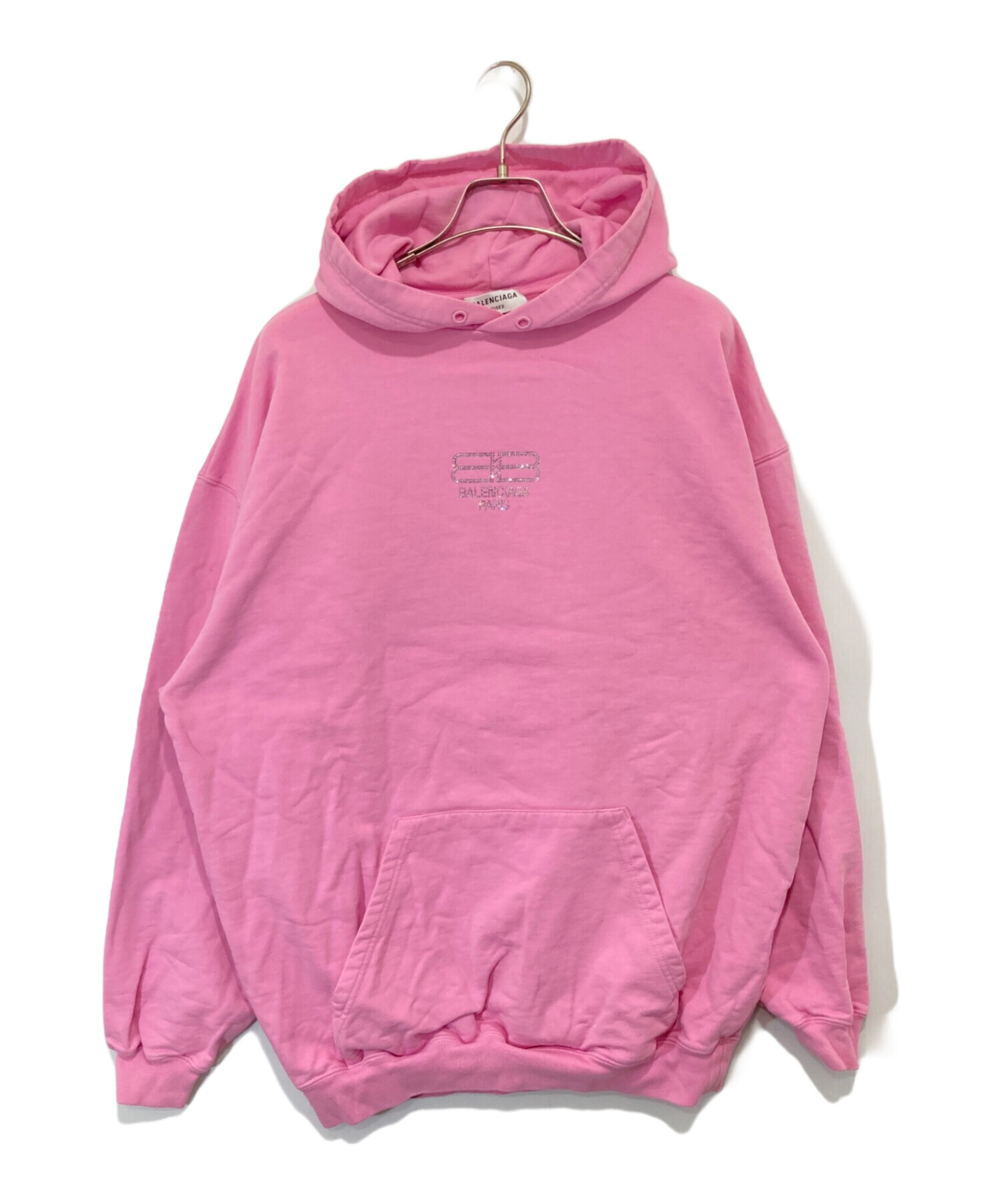 美品 BALENCIAGA バレンシアガ BBロゴ ラインストーン フーディパーカー 578135 Mサイズ ブラック メンズ レディース 古着 中古 USED 中古・古着通販】BALENCIAGA (バレンシアガ) ラインストーンBBロゴプル