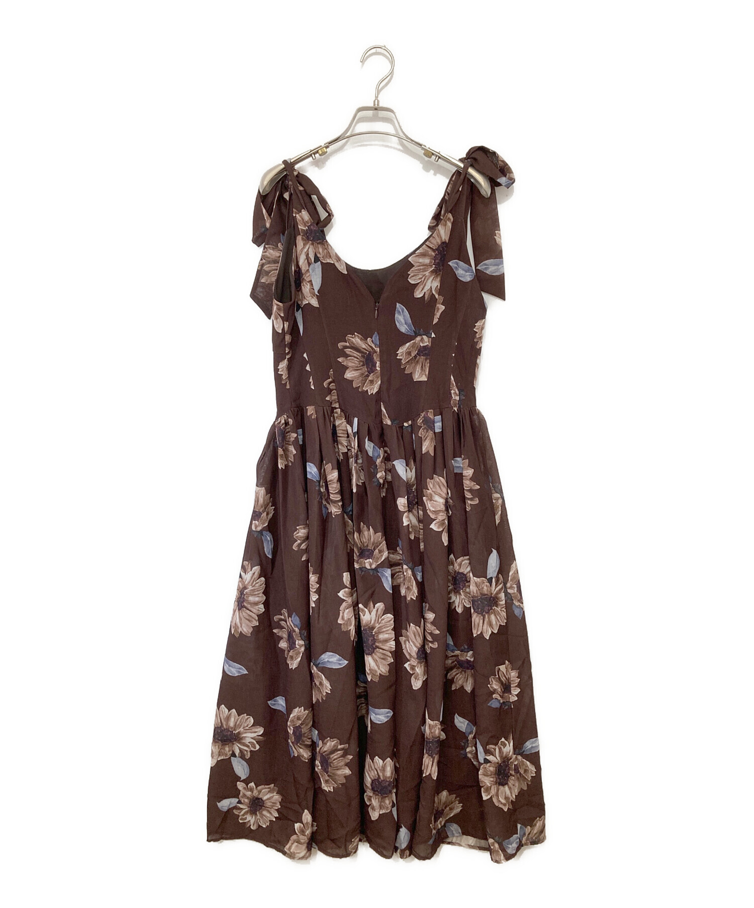 Her lip to フラワープリントキャミワンピース　ブラウン　Sサイズ 中古・古着通販】HER LIP TO (ハーリップトゥ) Sunflower-printed midi