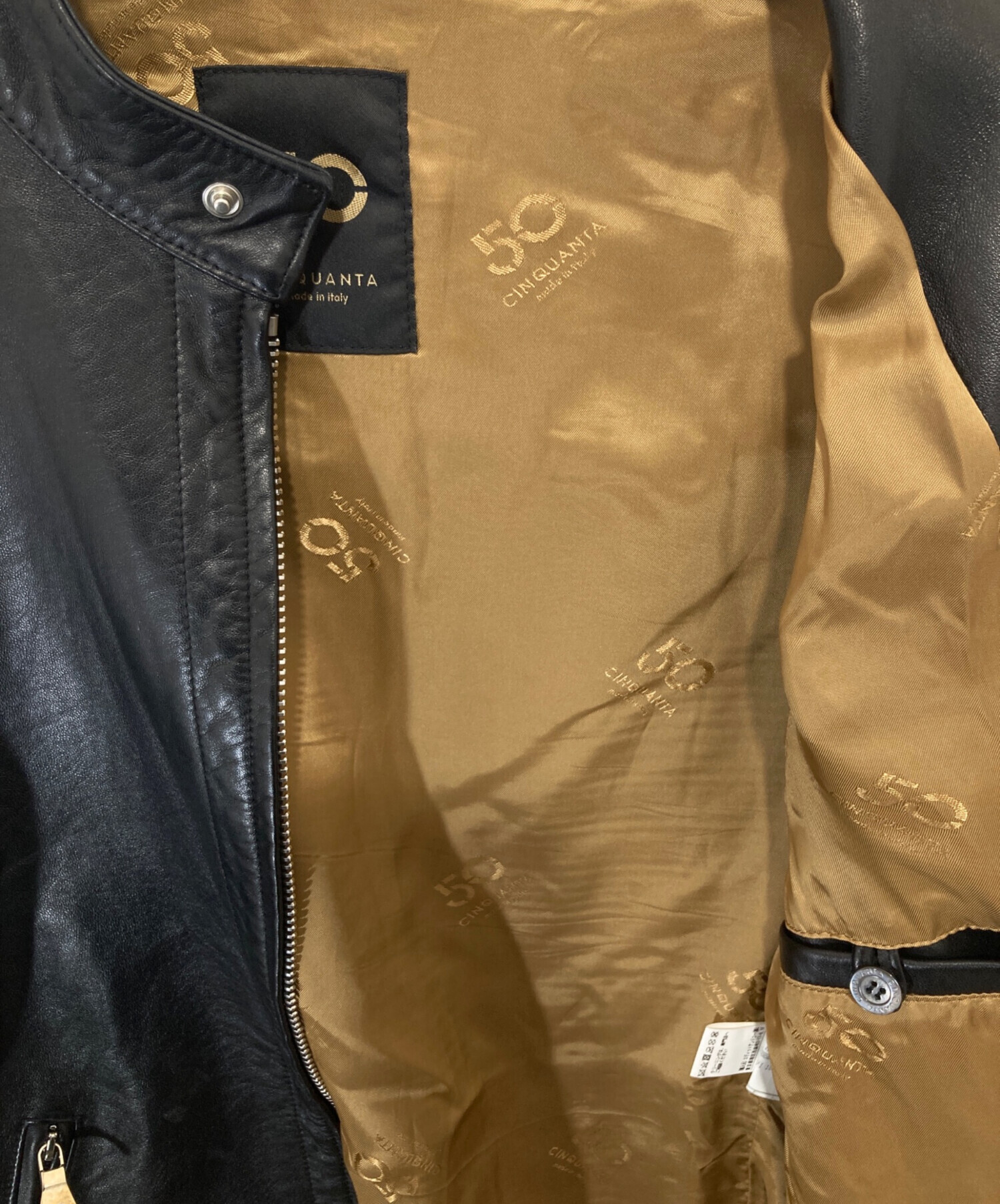 中古・古着通販】Cinquanta (チンクワンタ) ラムレザー スタンドカラー 