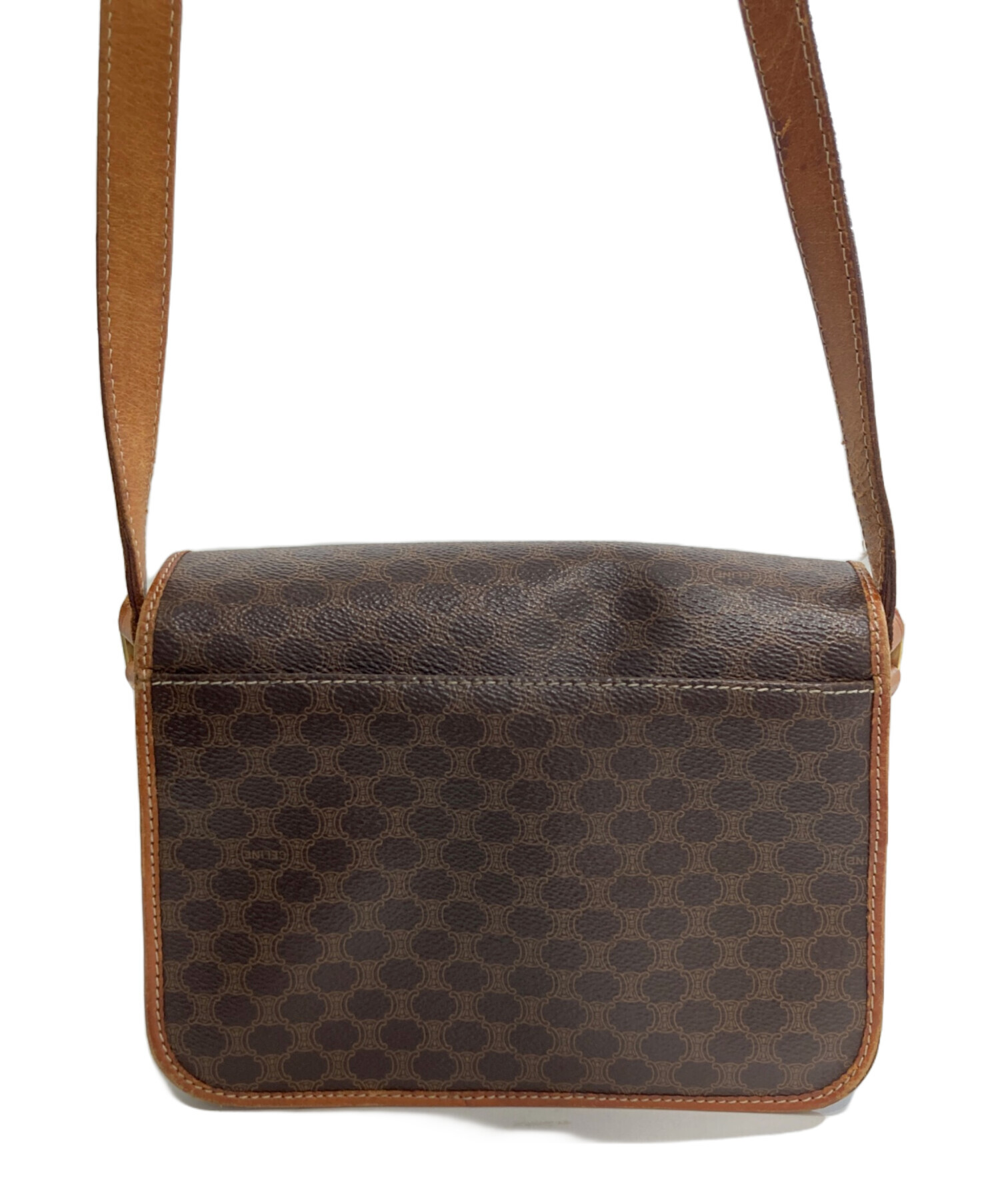 セリーヌ CELINE マカダム ブラウン バッグ ショルダーバッグ レディース 送料無料 【中古】【あす楽】 中古・古着通販】CELINE (セリーヌ) マカダムショルダーバッグ