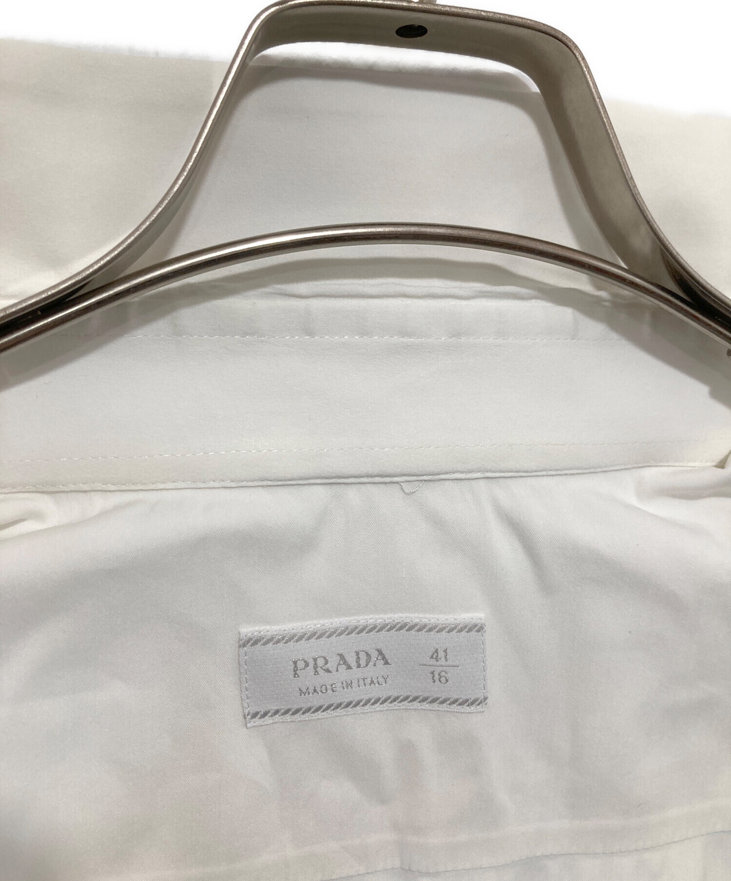プラダ PRADA ポプリンストレッチ 衣料品 トップス コットン レディース ホワイト系 【中古】 中古・古着通販】PRADA (プラダ) POPELINE STRETCH ワイシャツ