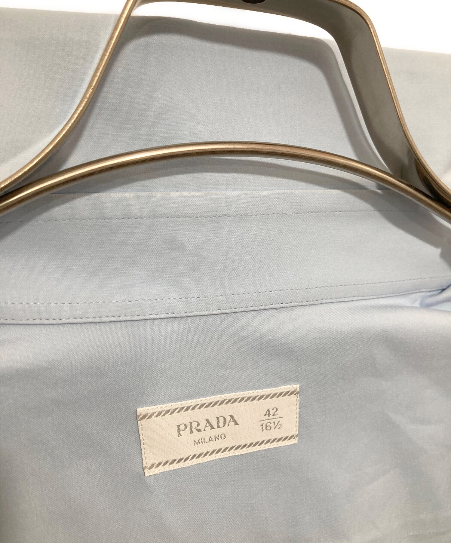 中古・古着通販】PRADA (プラダ) ストレッチドレスシャツ ブルー