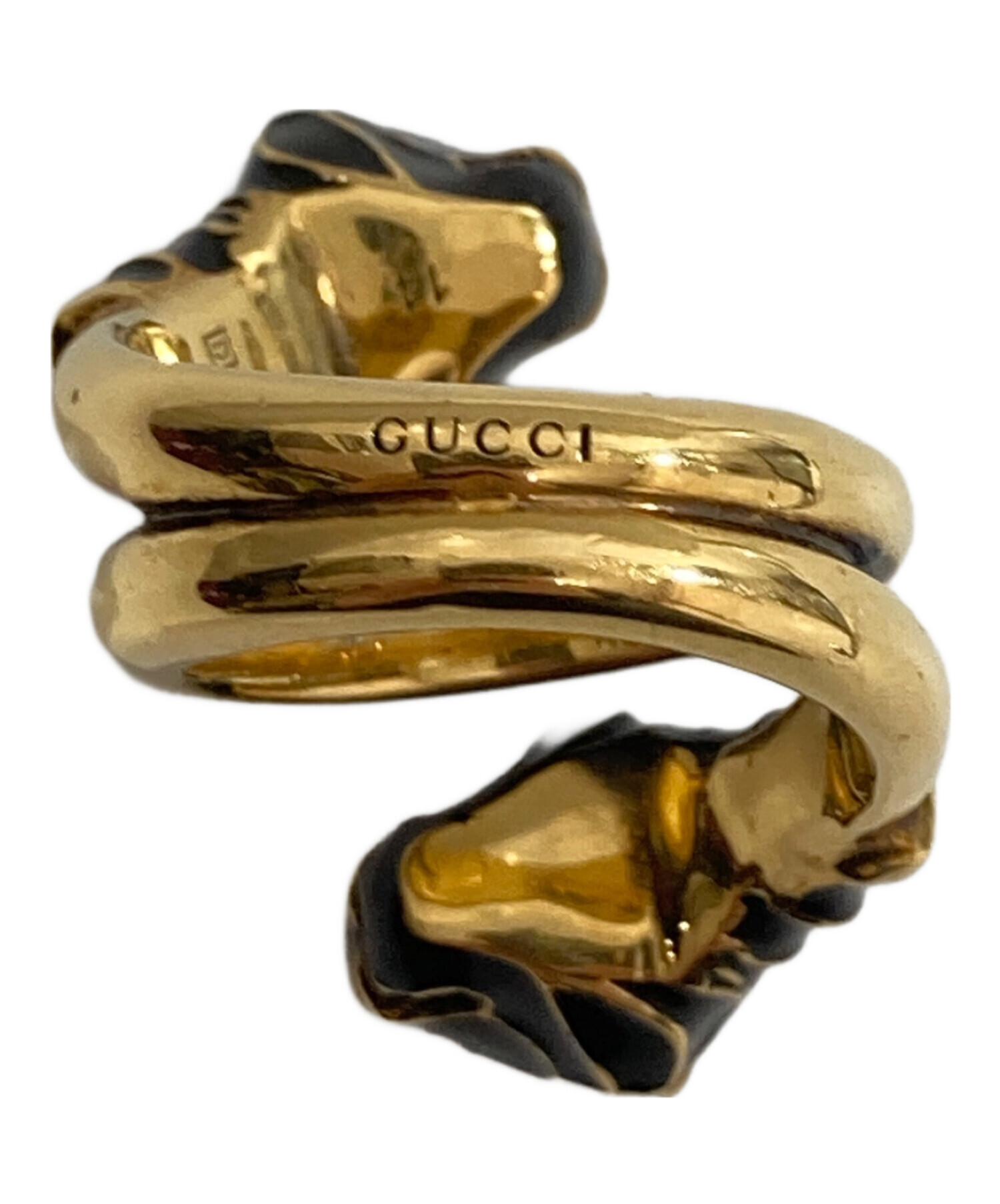 中古・古着通販】GUCCI (グッチ) ダブルタイガーヘッドリング ゴールド 中古・古着通販】GUCCI (グッチ) ダブルタイガーヘッドリング ゴールド