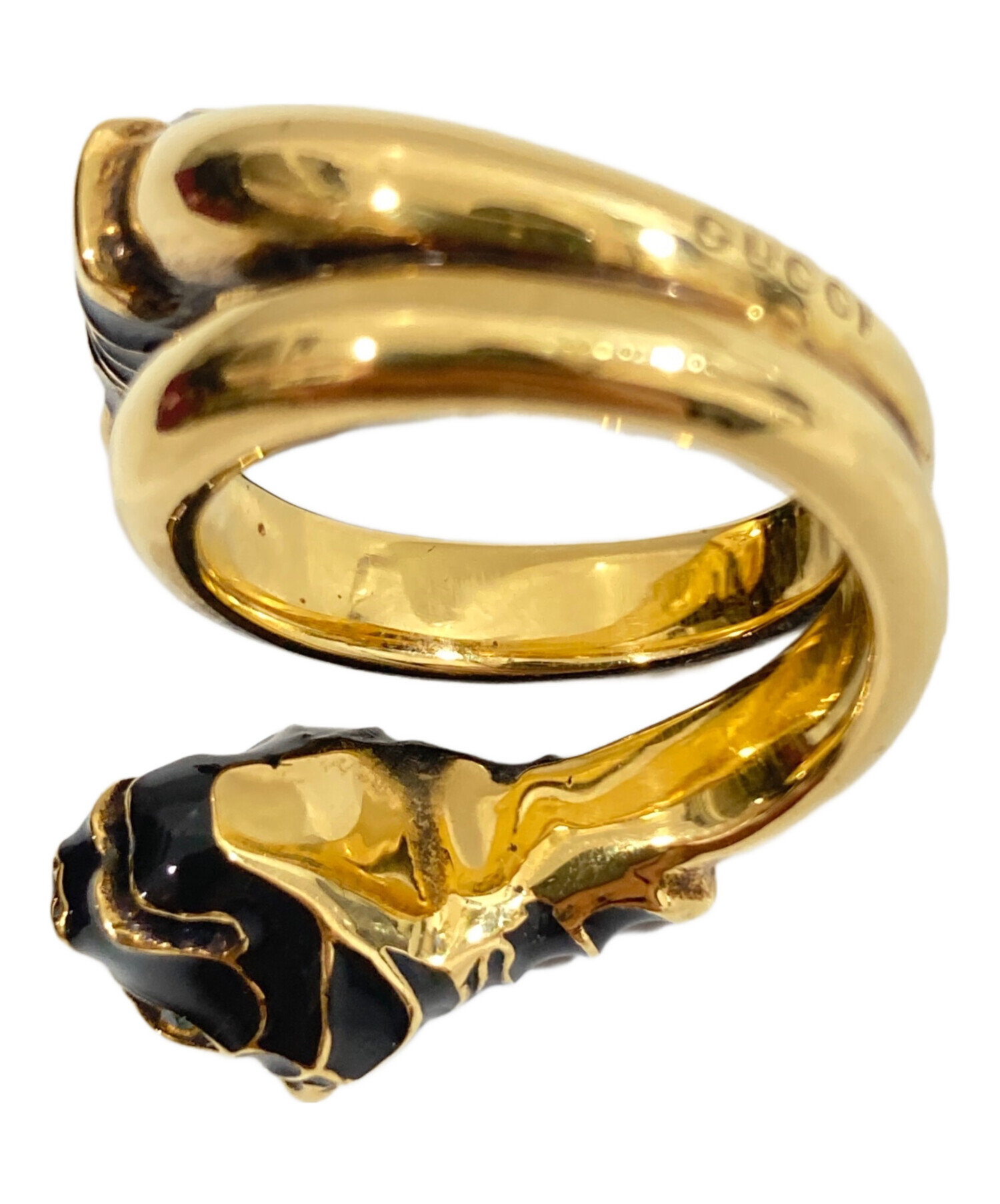 中古・古着通販】GUCCI (グッチ) ダブルタイガーヘッドリング ゴールド 中古・古着通販】GUCCI (グッチ) ダブルタイガーヘッドリング ゴールド