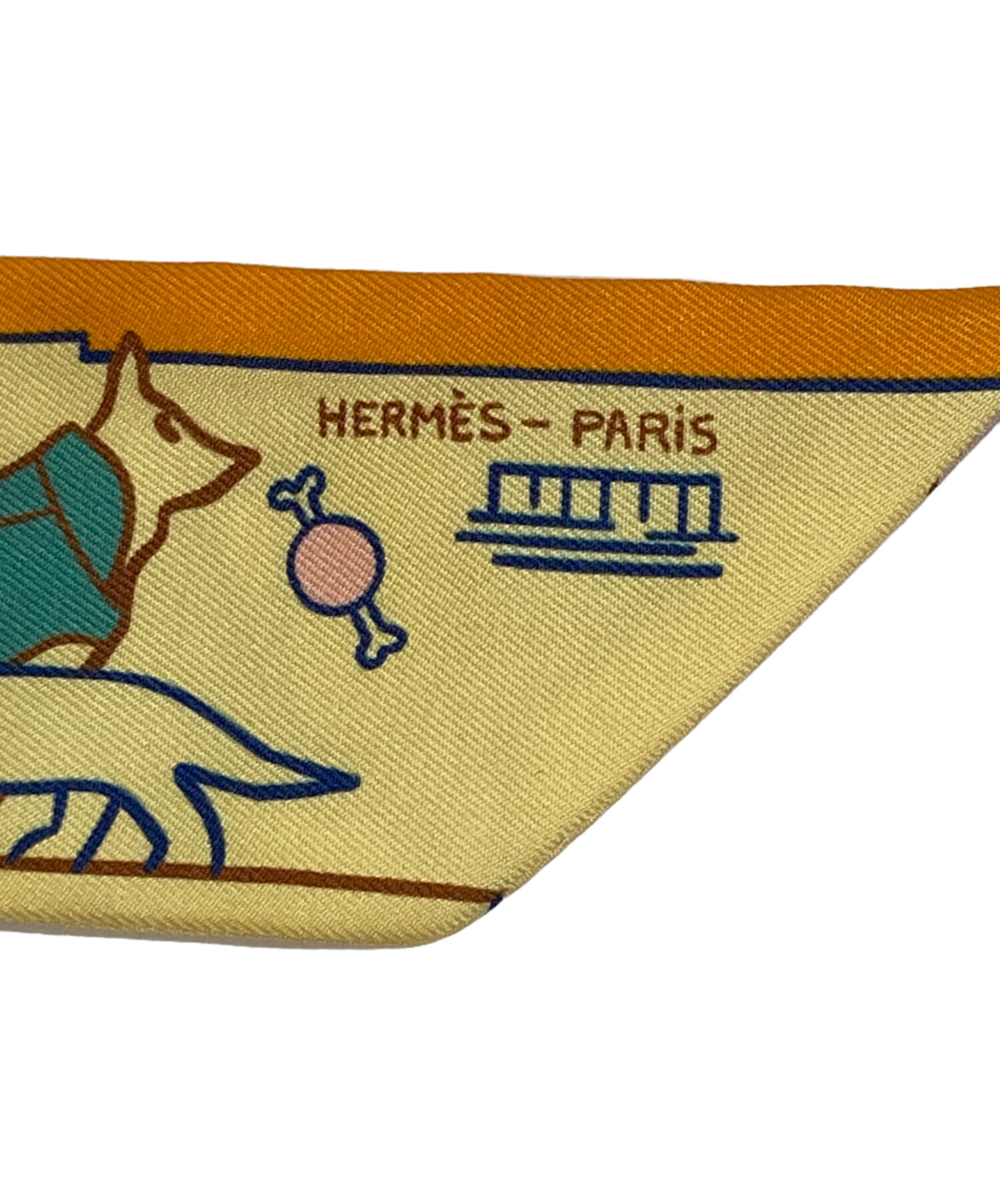 中古・古着通販】HERMES (エルメス) パリジャンの犬 スカーフ イエロー