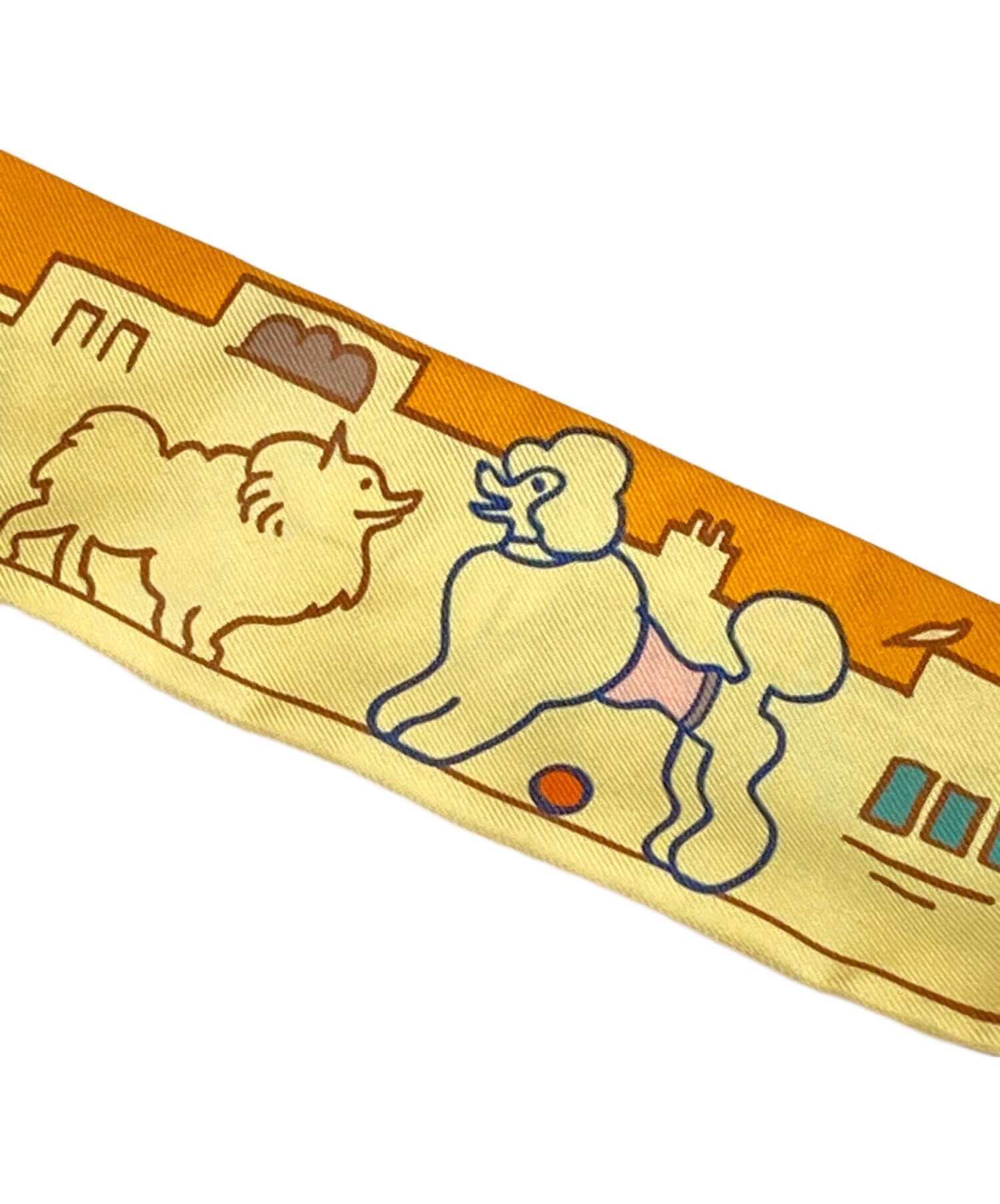 ＊Y さま＊専用　HERMES エルメス　ツイリー　パリジャンの犬　イエロー 中古・古着通販】HERMES (エルメス) パリジャンの犬 スカーフ イエロー