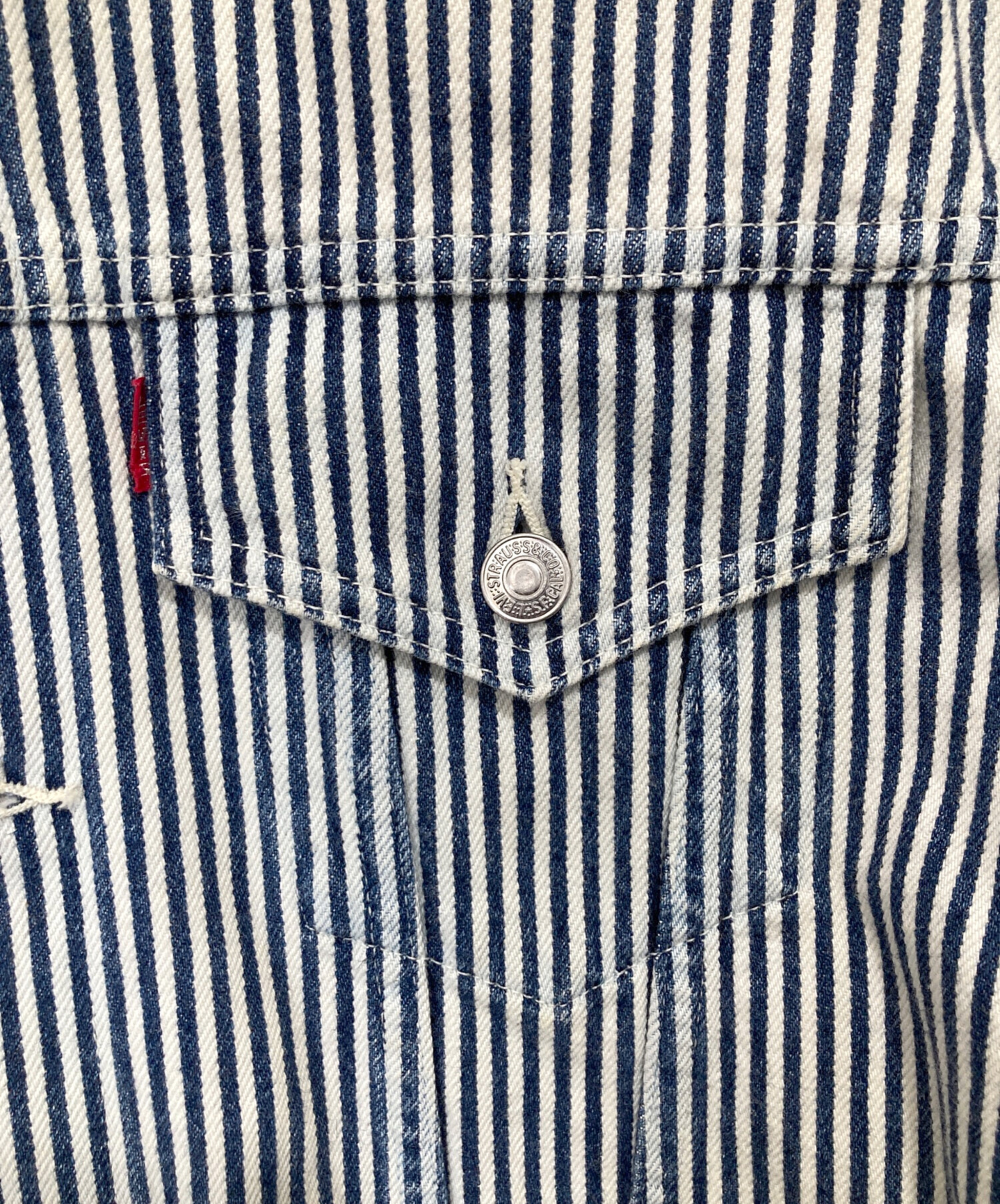 ★45R★小麦デニム レフア ノーカラージャケット ヒッコリーストライプ M 中古・古着通販】LEVI'S (リーバイス) NIGO (二ゴー) HICKORY STRIPE