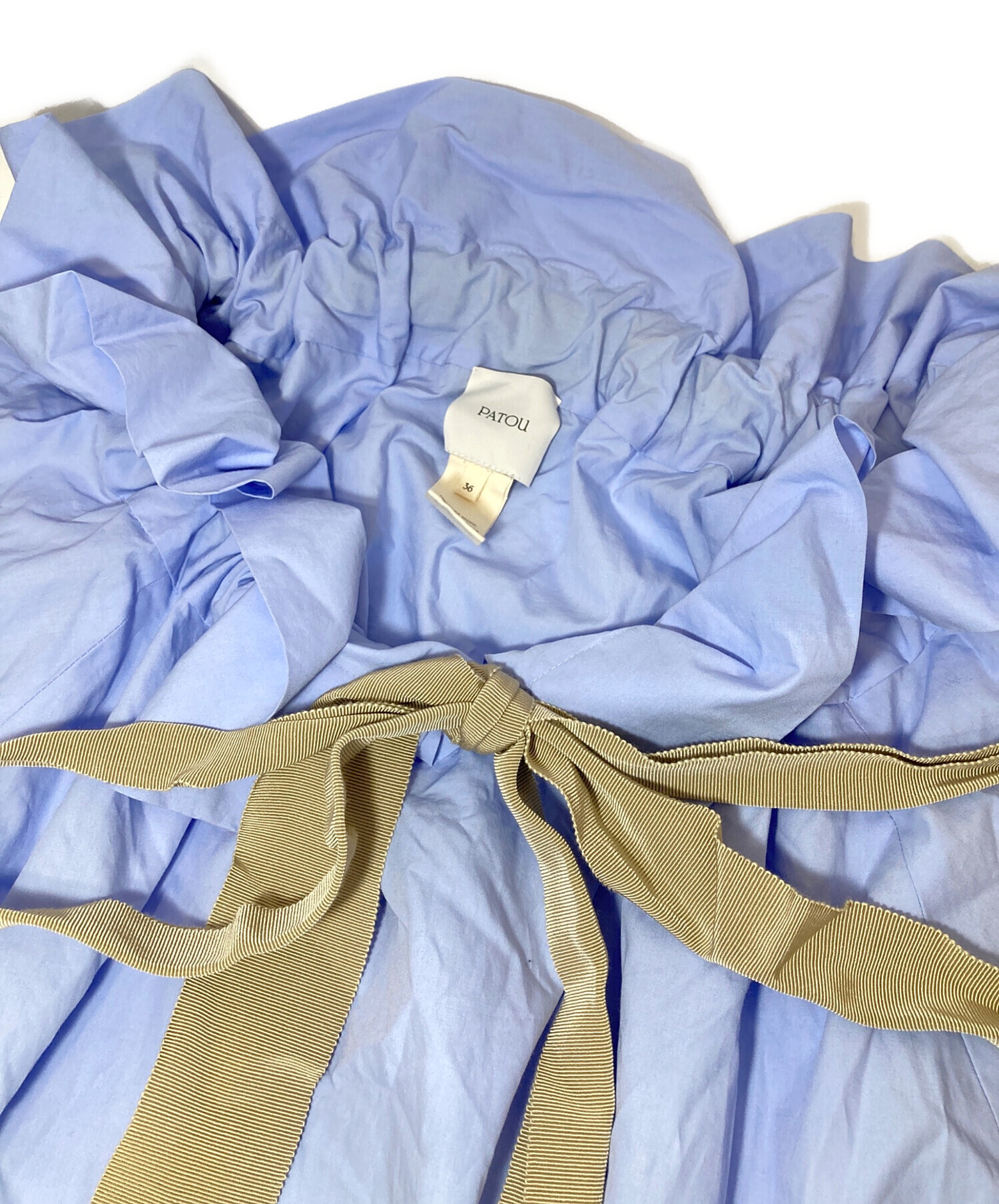 PATOU パトゥ ブラウス XS 青 【古着】【中古】【送料無料】 PATOU - PATOU パトゥ ブラウス XS 青 【古着】【中古】【送料無料】の