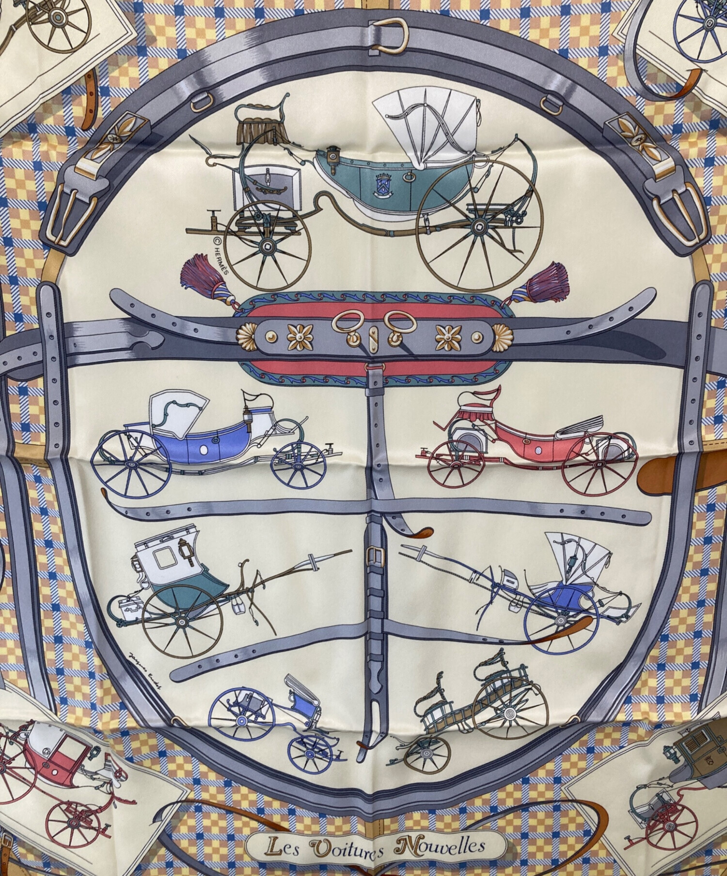エルメス 【新品同様】Les Voitures Nouvelles 馬車の変遷 カレ70 シルク HERMES】エルメス『カレ70 馬車の変遷 Les Voitures Nouvelle