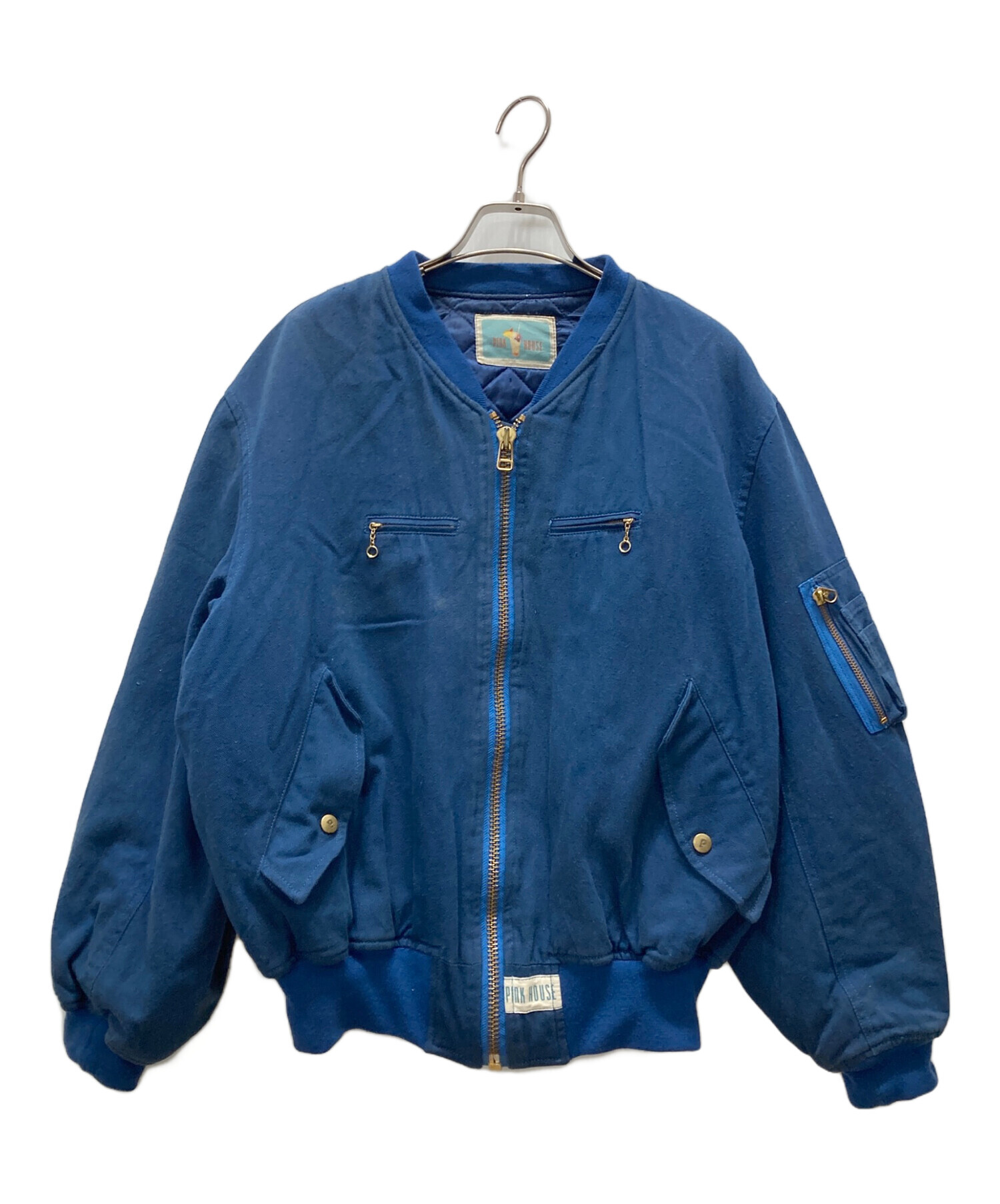 【ワタフク】PINK HOUSE ブルゾン 青 中古・古着通販】PINK HOUSE (ピンクハウス) バックロゴ ブルゾン