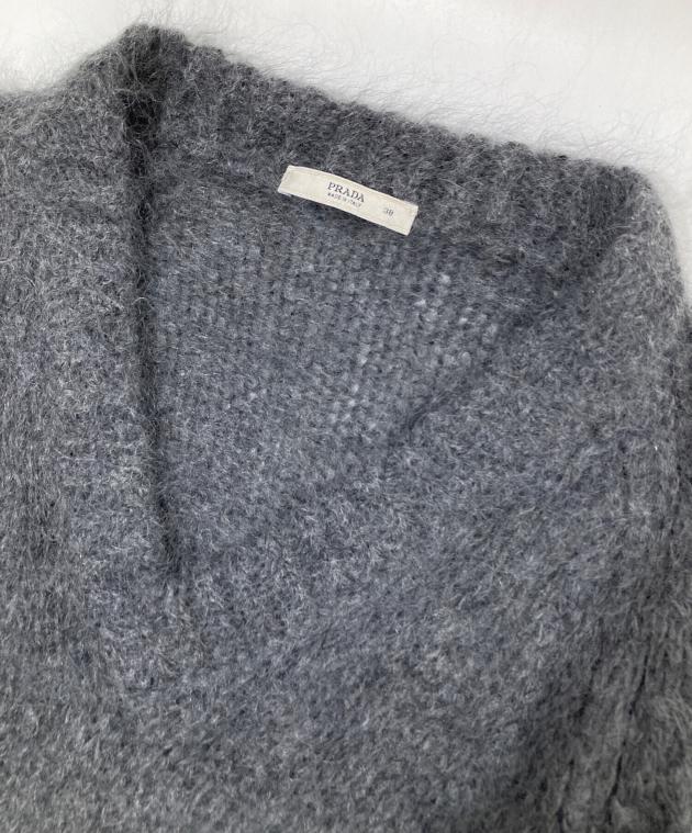 PRADA プラダ Vネック ニットセーター グレー 中古・古着通販】PRADA (プラダ) Vネックモヘヤニット グレー サイズ