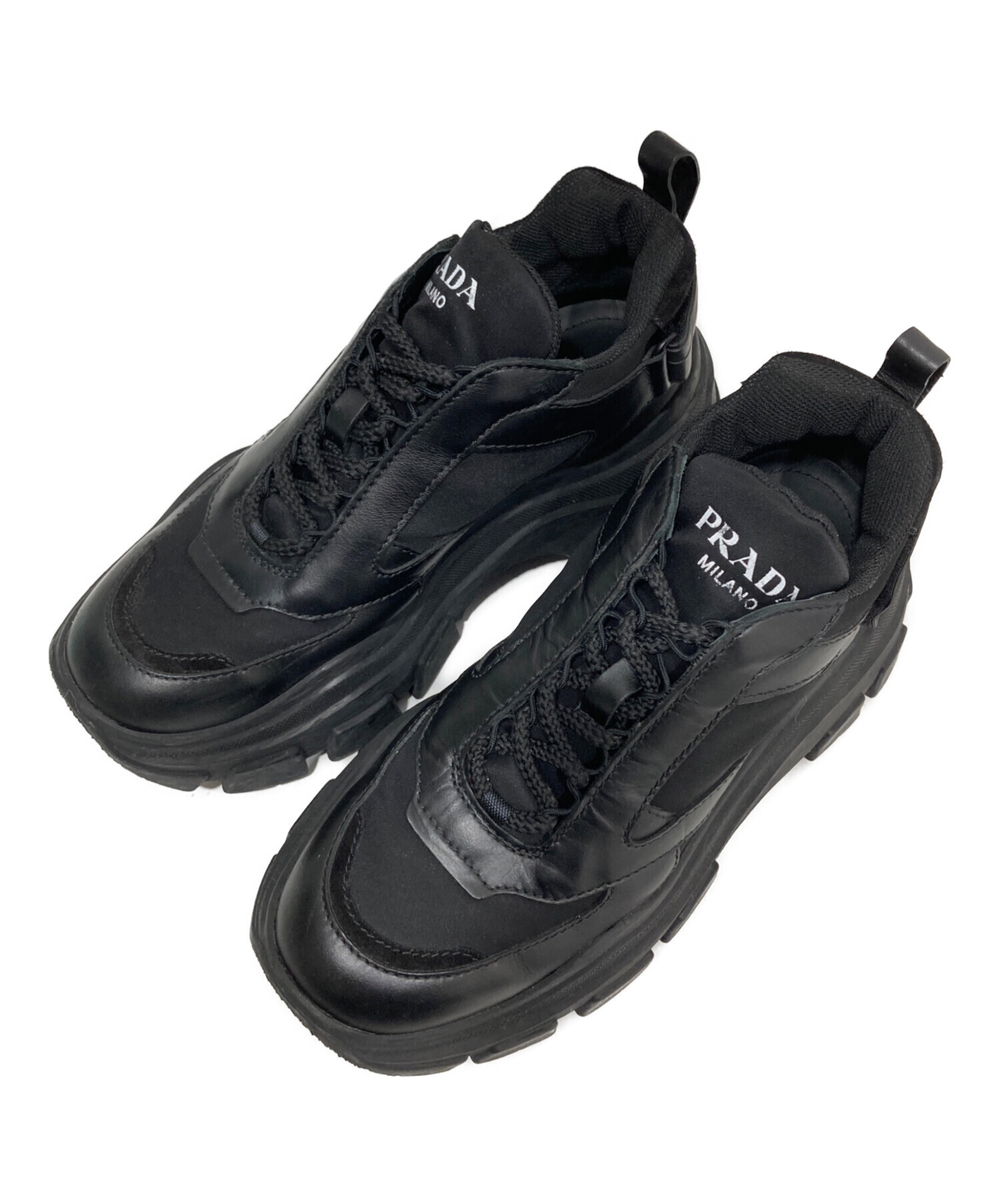 PRADA ペガサス スニーカー 中古・古着通販】PRADA (プラダ) ペガサス レザースニーカー ブラック