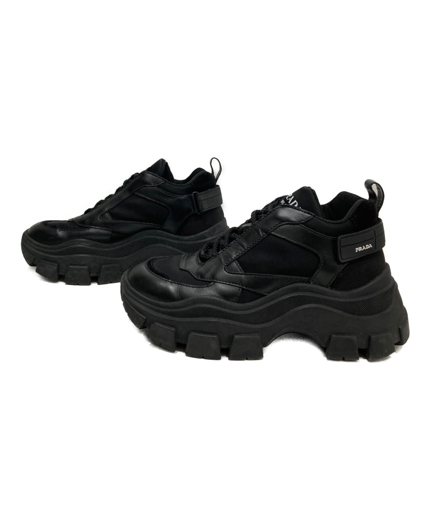 PRADA ペガサス スニーカー 中古・古着通販】PRADA (プラダ) ペガサス レザースニーカー ブラック