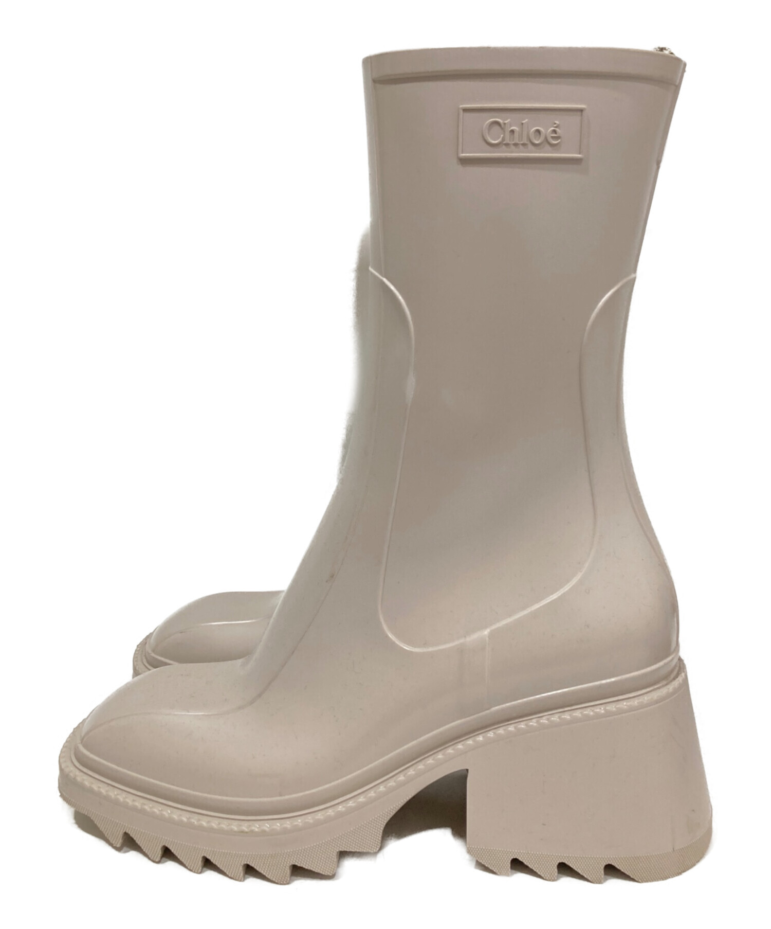 【新品・未使用】Chloé ベージュ レインブーツ 38 中古・古着通販】Chloe (クロエ) レインブーツ ベージュ サイズ:37