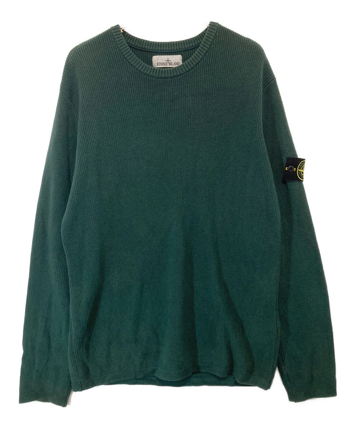 【美品】ストーンアイランド　ニット　グリーン　Sサイズ 中古・古着通販】STONE ISLAND (ストーンアイランド) リブド ソフト
