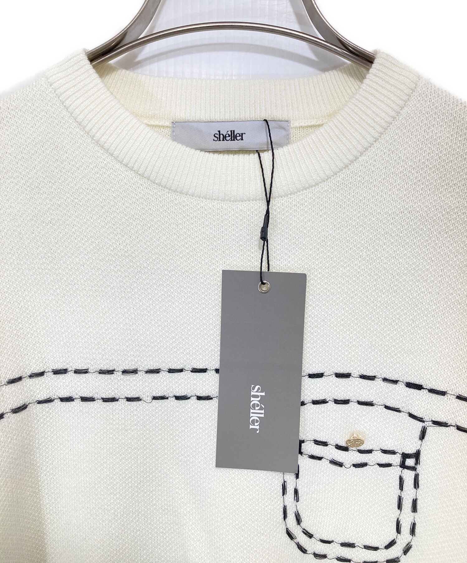 中古・古着通販】sheller (シェリエ) half sleeve stitch knit tops